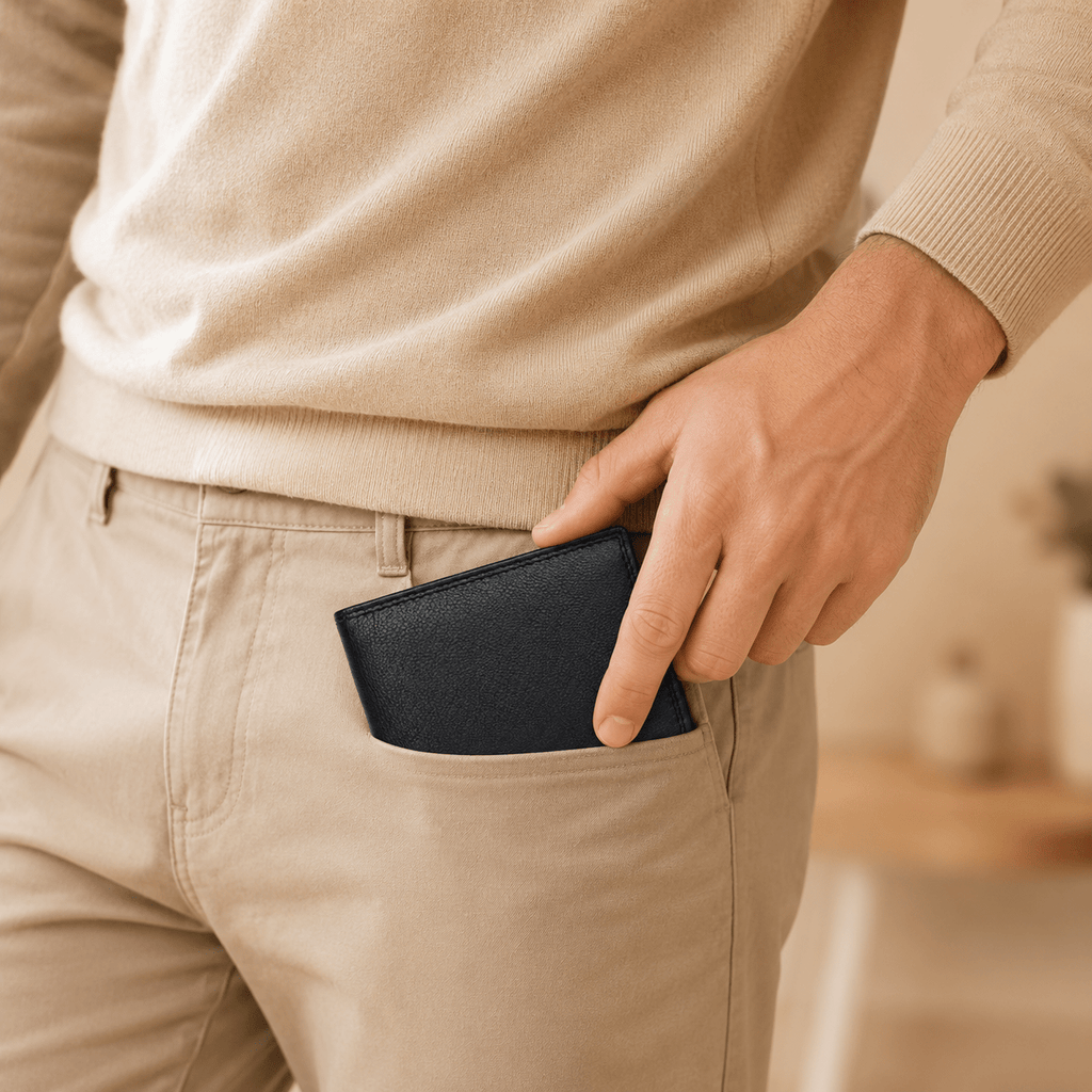 Herren Geldbörse aus echtem Nappaleder, Klassisches Schwarz für Camping und Reisen – Detailansicht 24