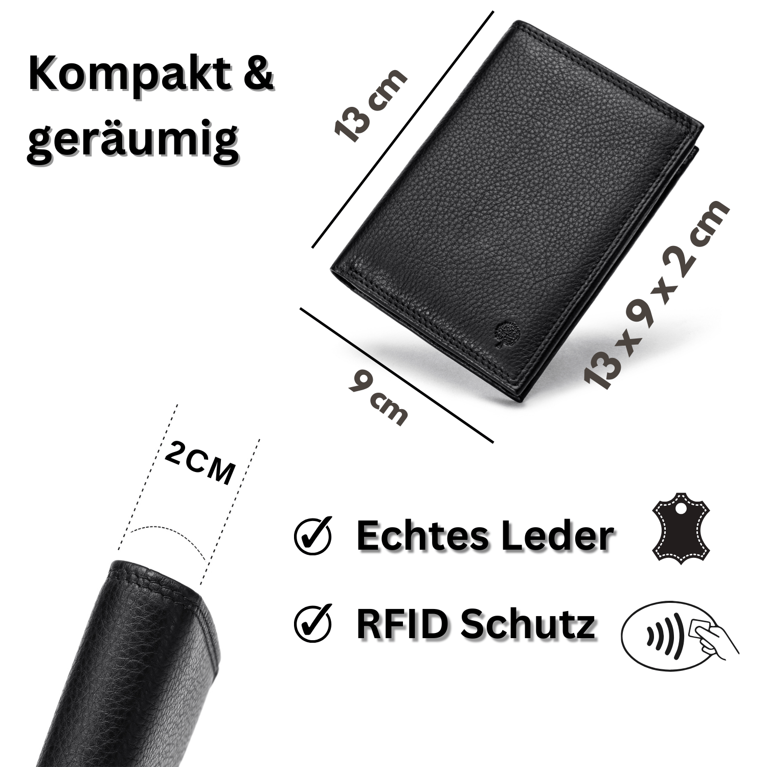 Herren Geldbörse aus echtem Wildleder, Braun für Alltag und Zuhause – Detailansicht 5