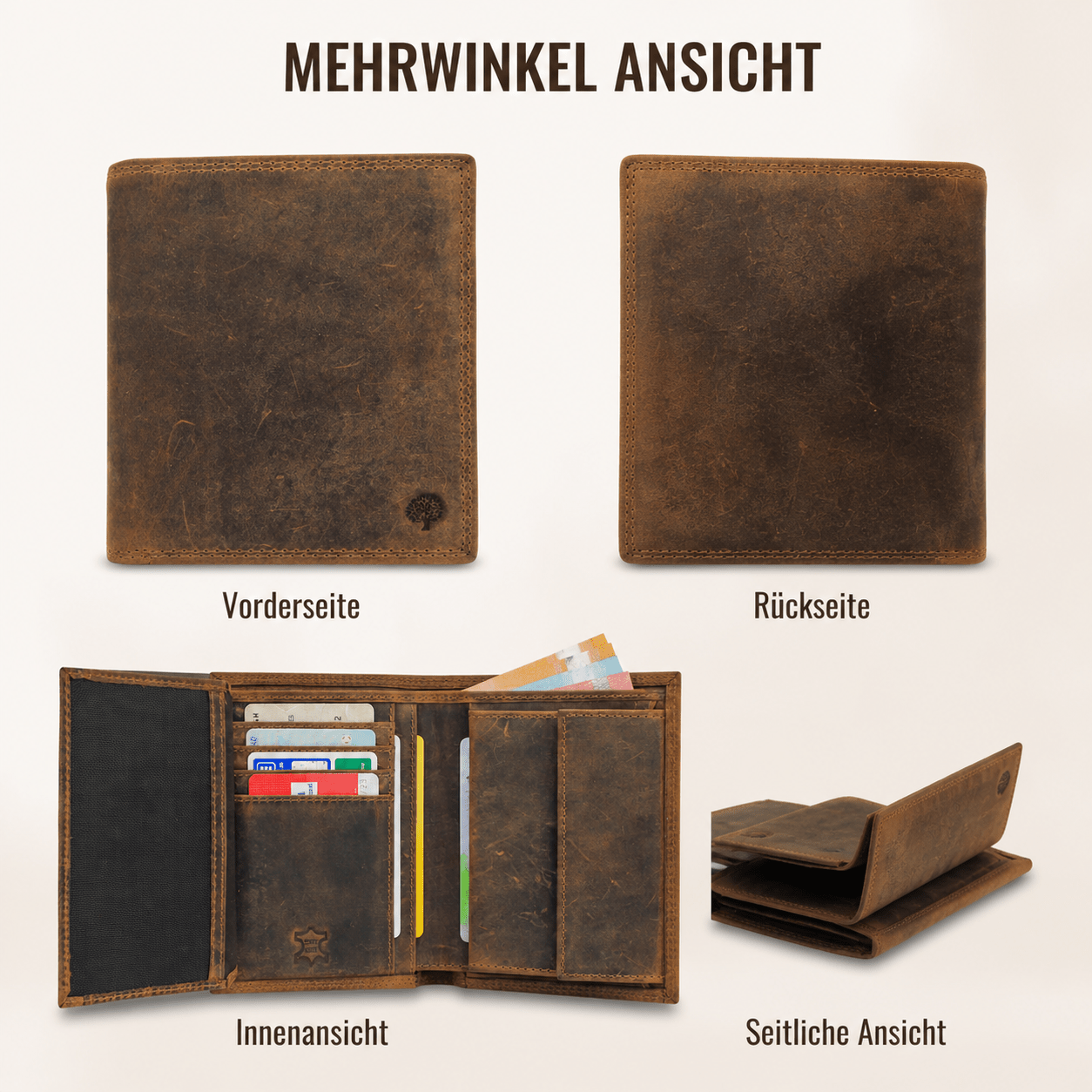 Herren Geldbörse aus echtem Wildleder, Braun für Alltag und Zuhause – Detailansicht 10