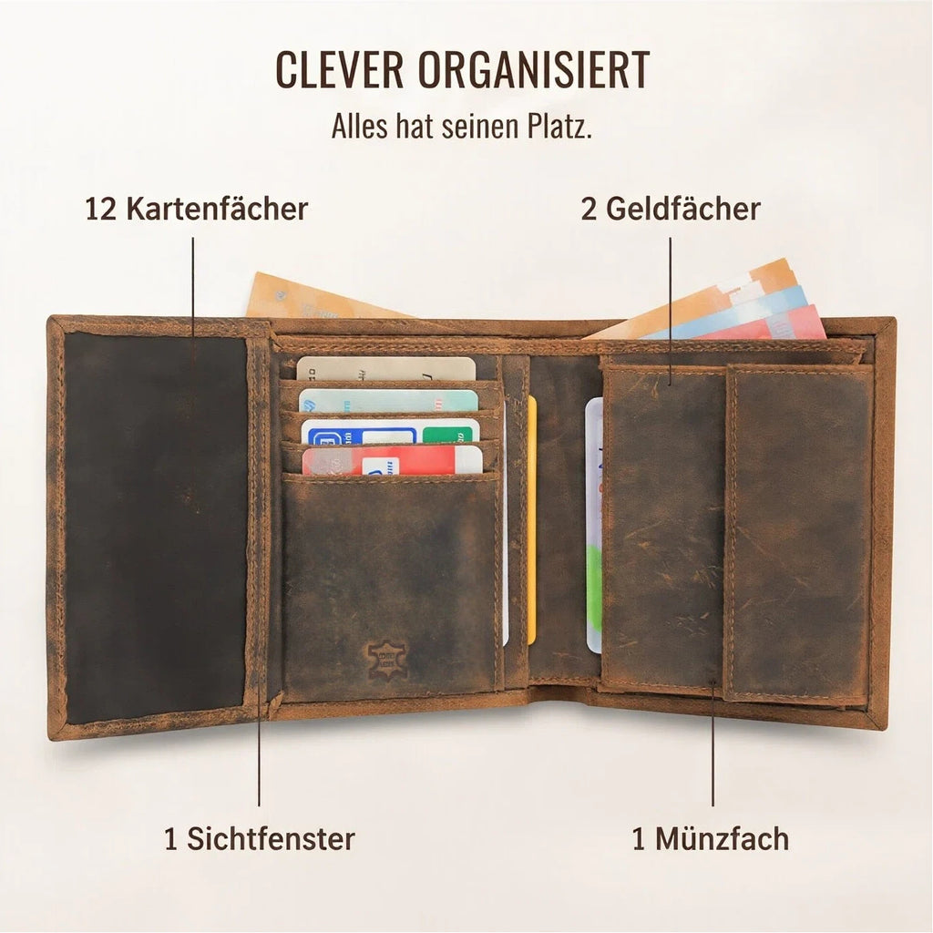 Herren Geldbörse aus echtem Wildleder, Braun für Alltag und Zuhause – Detailansicht 22