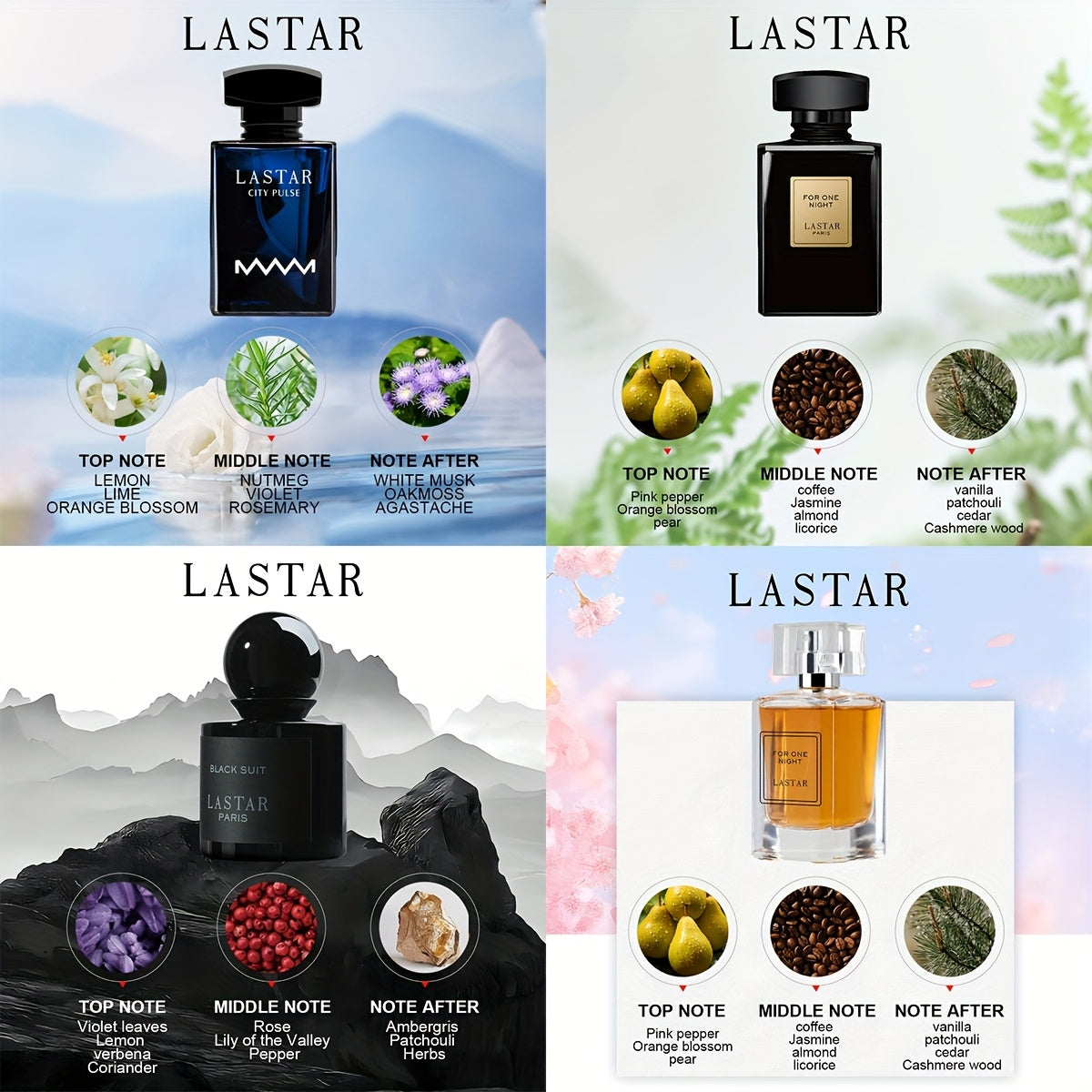 Herrenparfüm-Set, 4er-Pack Herren-Parfümset, Patchouli-, Vanille für besondere Anlässe und Alltag – Detailansicht 4