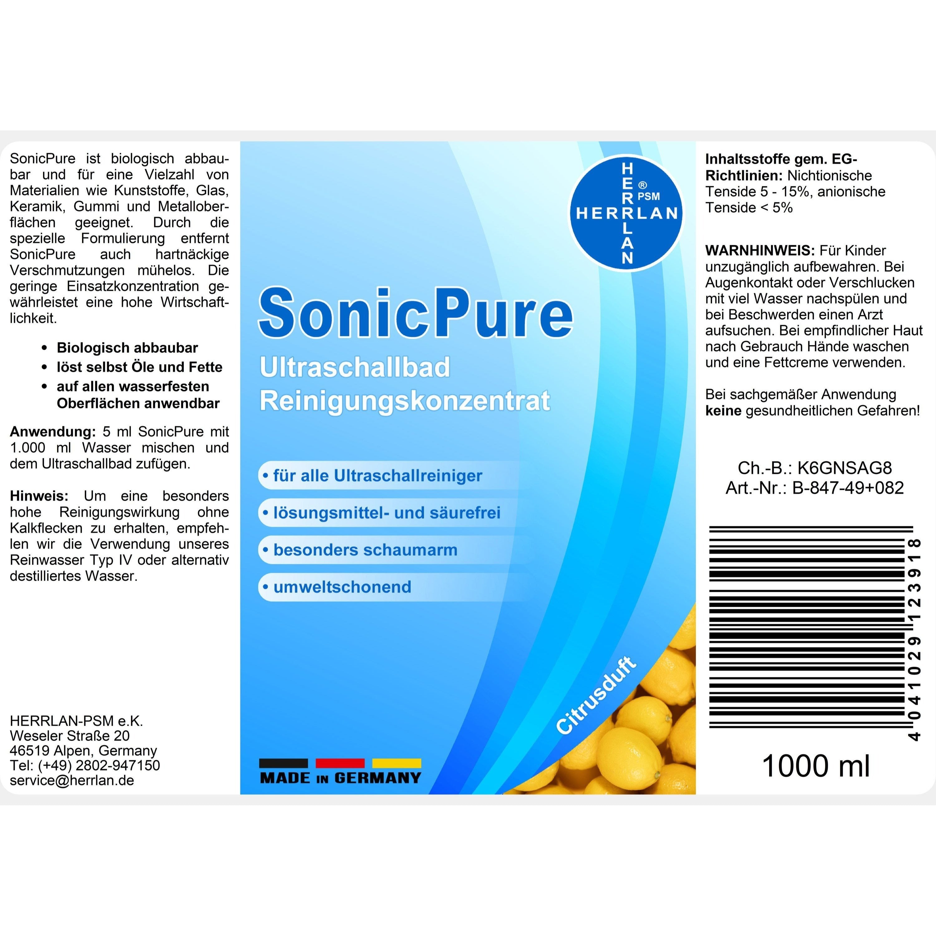 HERRLAN® SonicPure Ultraschallbad, 1000 ml für Badezimmer und Haushalt – Detailansicht 2