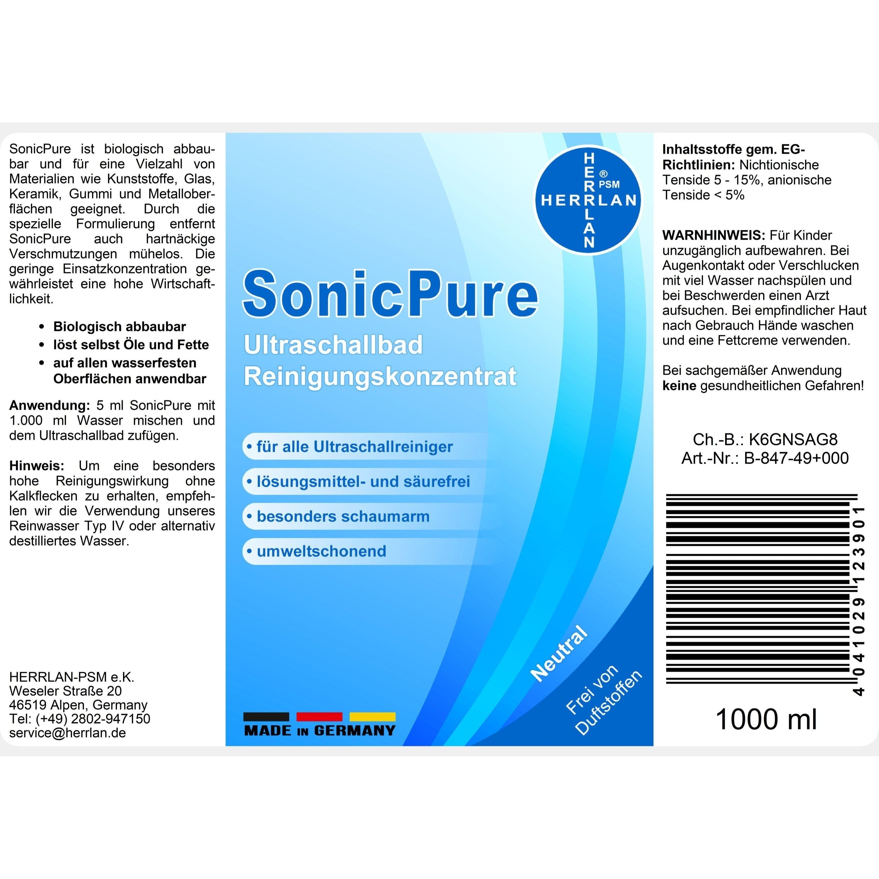 HERRLAN® SonicPure Ultraschallbad, 1000 ml für Badezimmer und Haushalt – Detailansicht 5