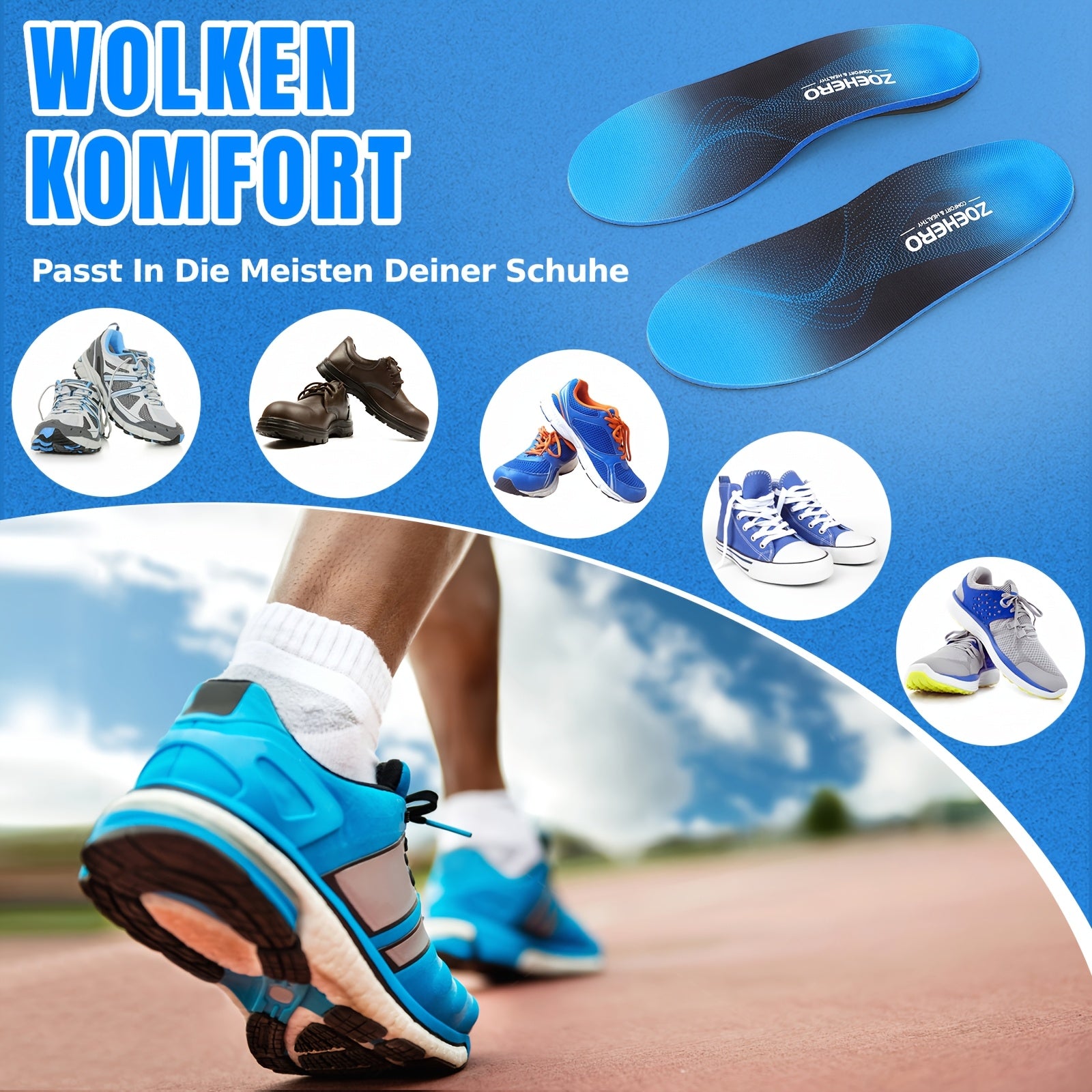 Hochbelastbare Fußgewölbestütz-Einlegesohlen, EU 35-36 (23cm) für Damen und Herren – Detailansicht 6