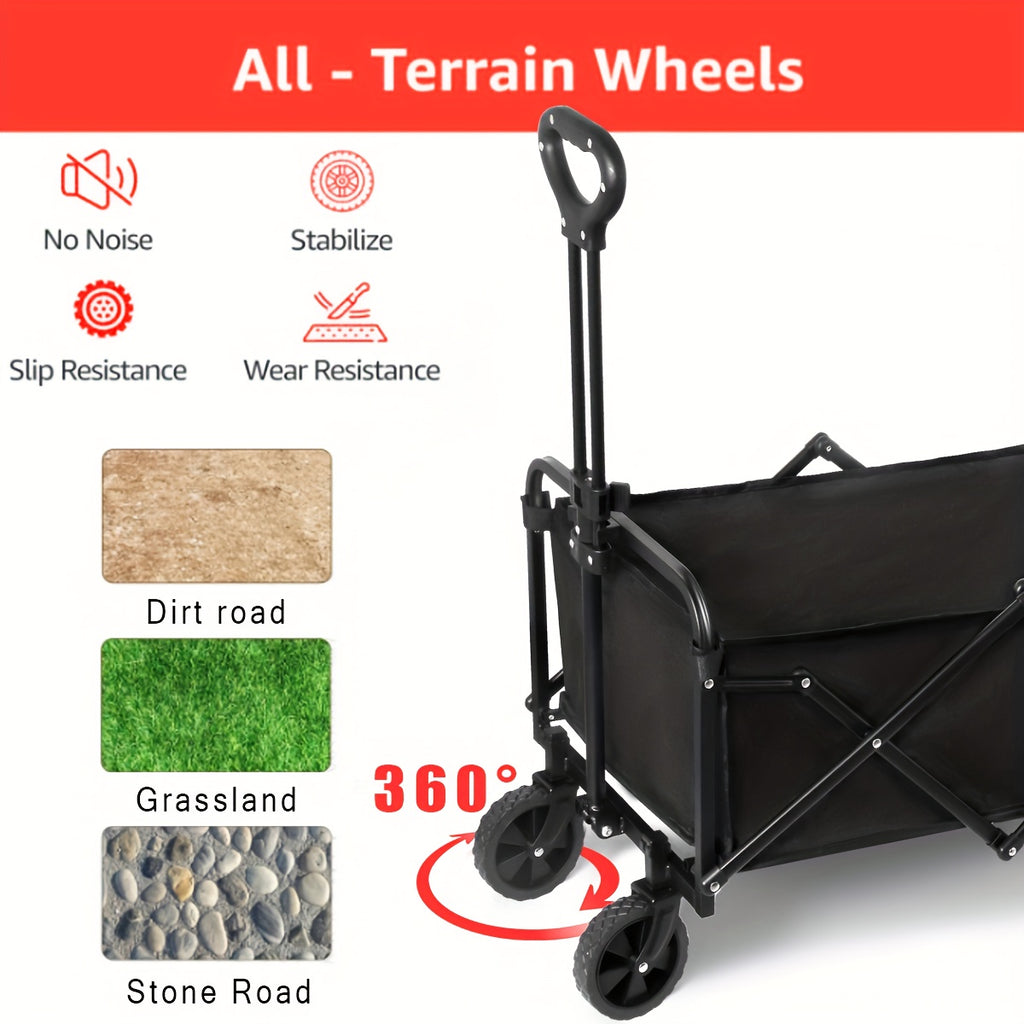 Hochbelastbarer Handwagen & faltbarer Feldwagen, 360° drehbar für Garten und Terrasse – Detailansicht 7