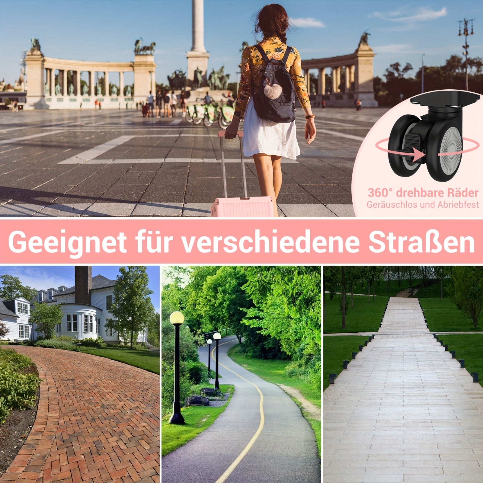 Hochbelastbarer Transportwagen, 360° drehbar für Camping und Reisen – Detailansicht 14