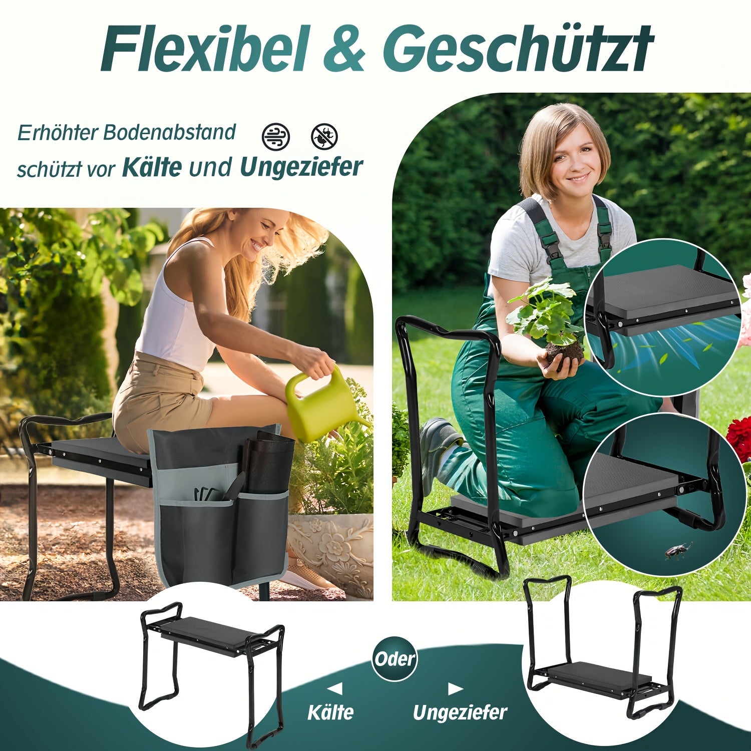 Höhenverstellbare Kniendbank, 180 kg für Garten und Terrasse – Detailansicht 7