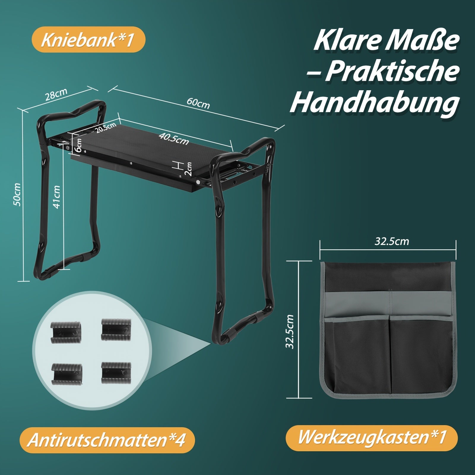 Höhenverstellbare Kniendbank, 180 kg für Garten und Terrasse – Detailansicht 8