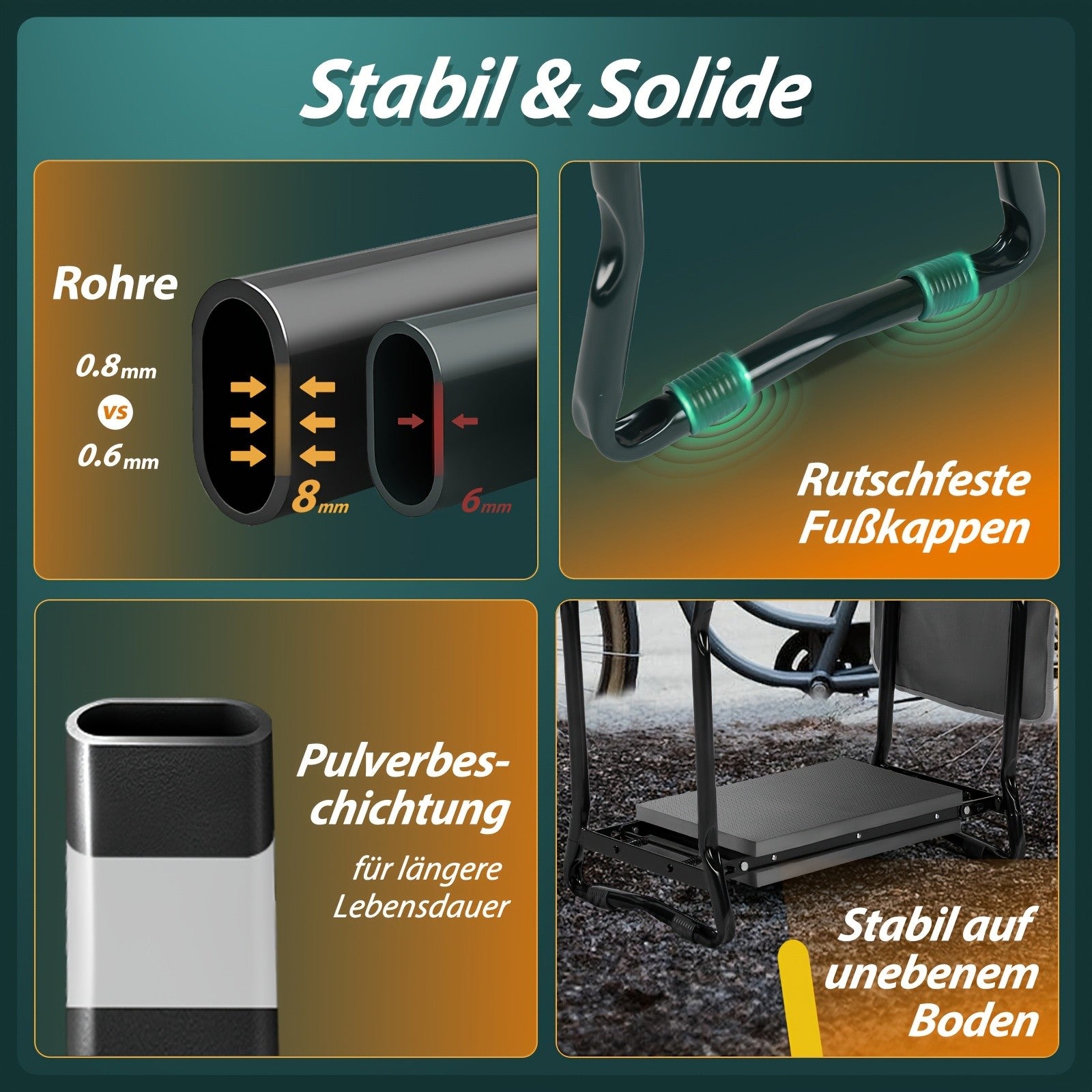 Höhenverstellbare Kniendbank, 180 kg für Garten und Terrasse – Detailansicht 14