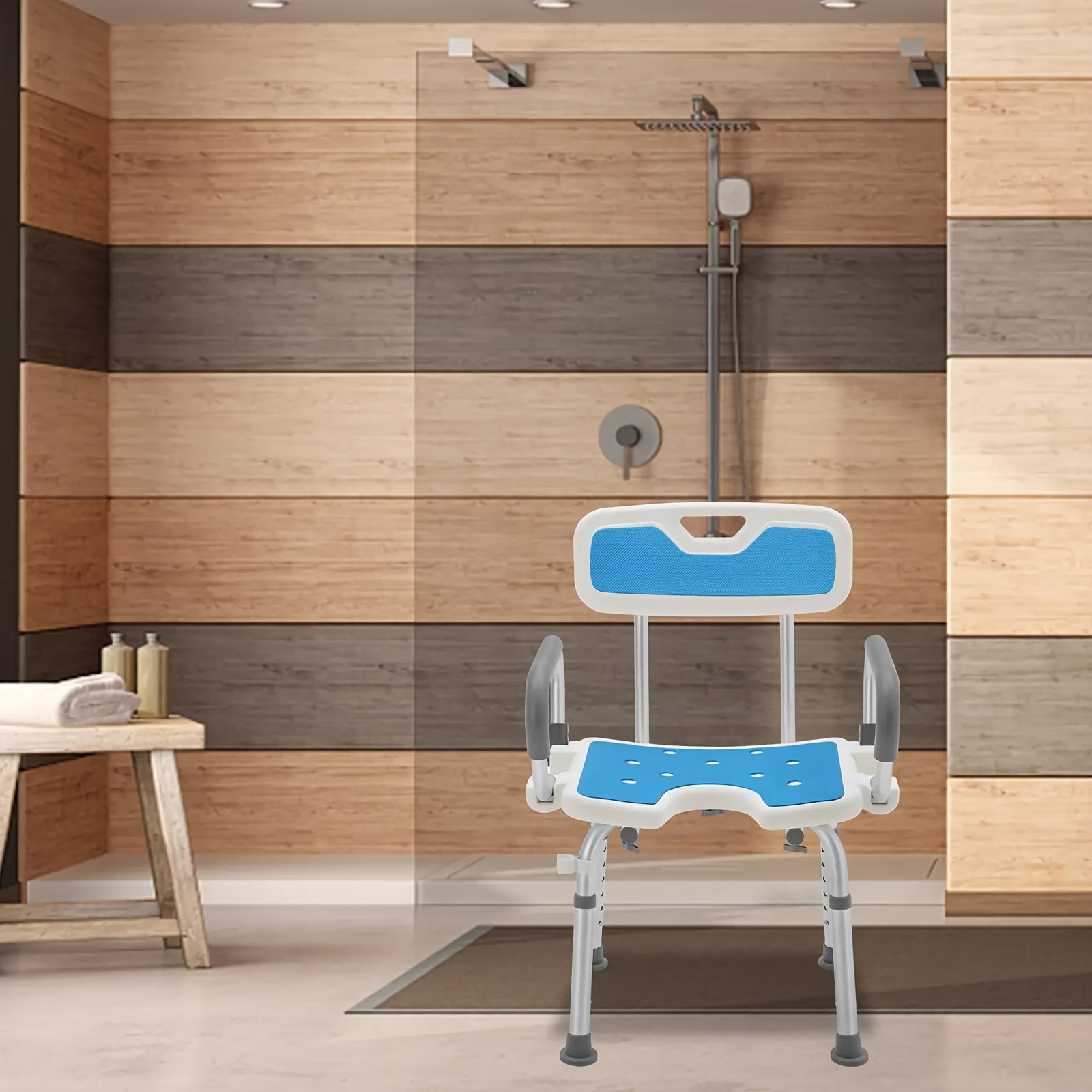 Höhenverstellbarer Duschhocker, Aluminium für Badezimmer und Haushalt – Hauptansicht