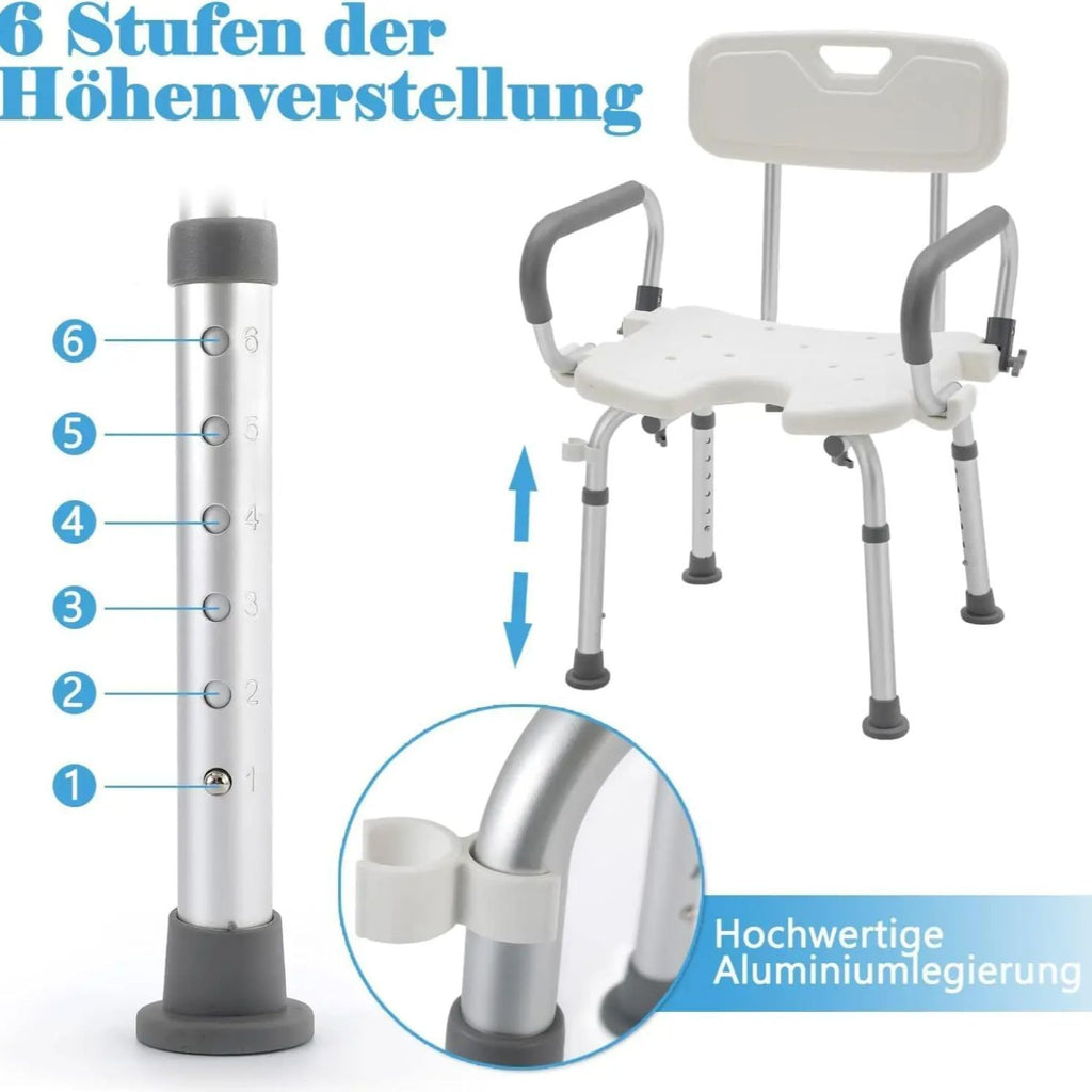 Höhenverstellbarer Duschhocker, Aluminium für Badezimmer und Haushalt – Detailansicht 3