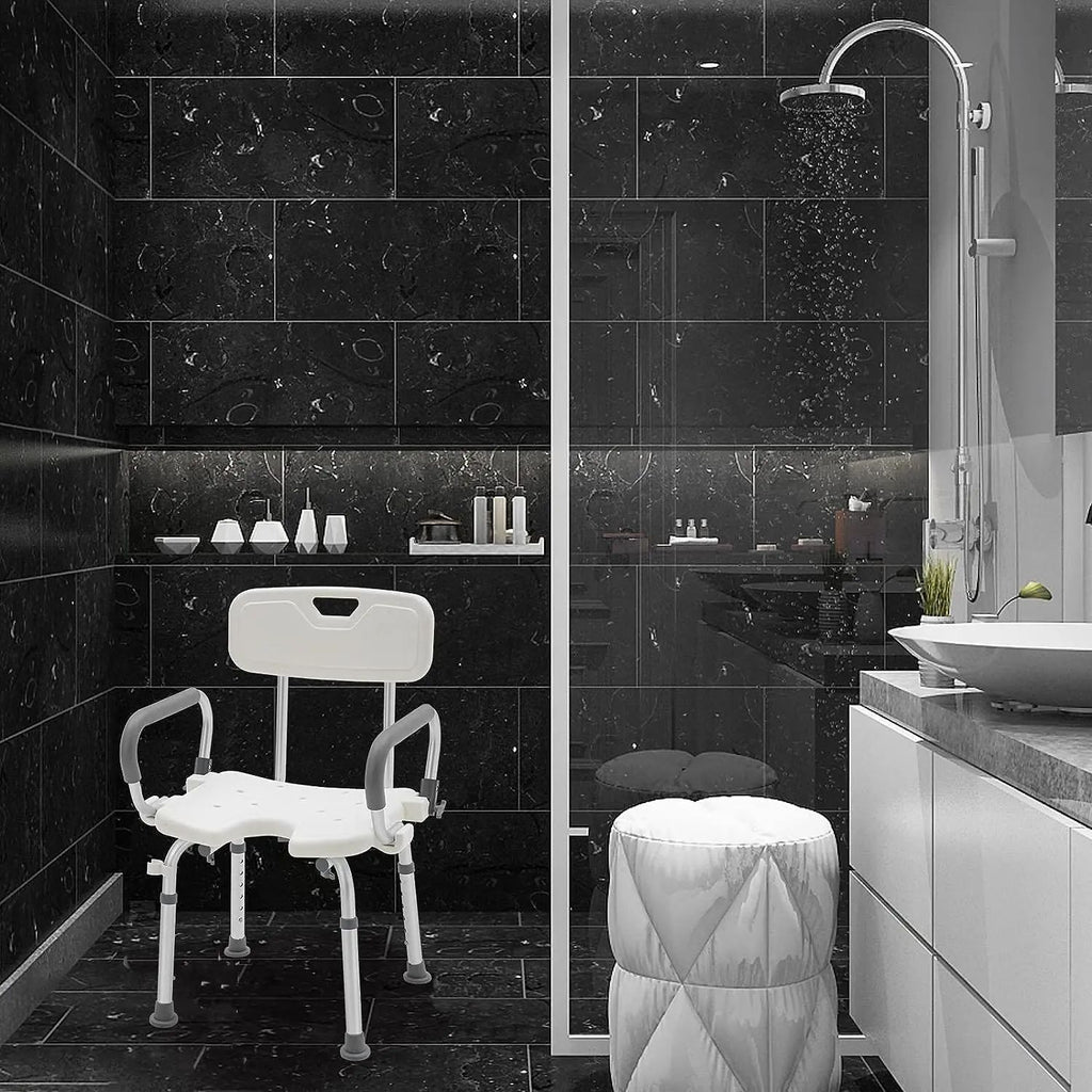Höhenverstellbarer Duschhocker, Aluminium für Badezimmer und Haushalt – Detailansicht 11