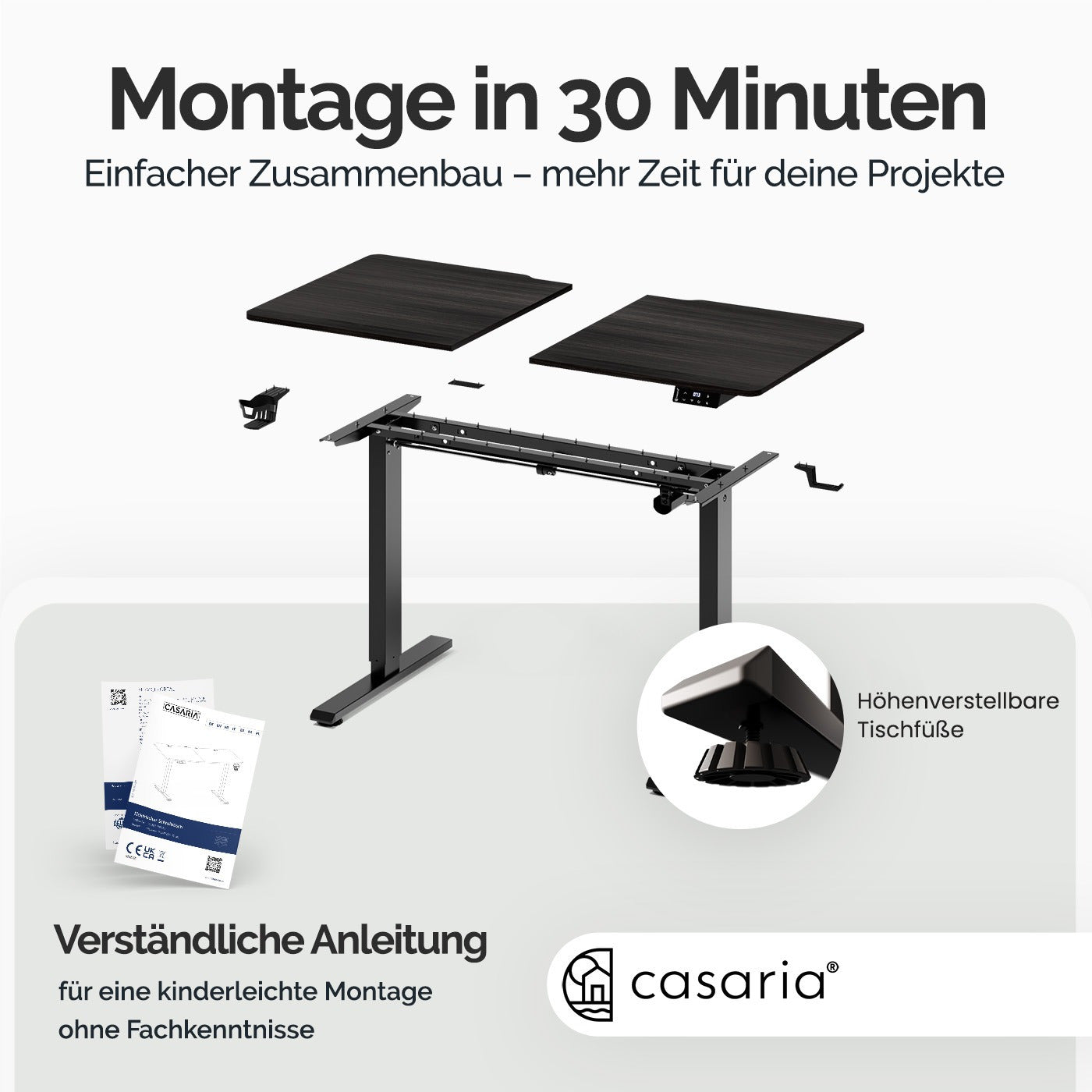 Höhenverstellbarer Schreibtisch, 110cm für Arbeitszimmer und Homeoffice – Detailansicht 7