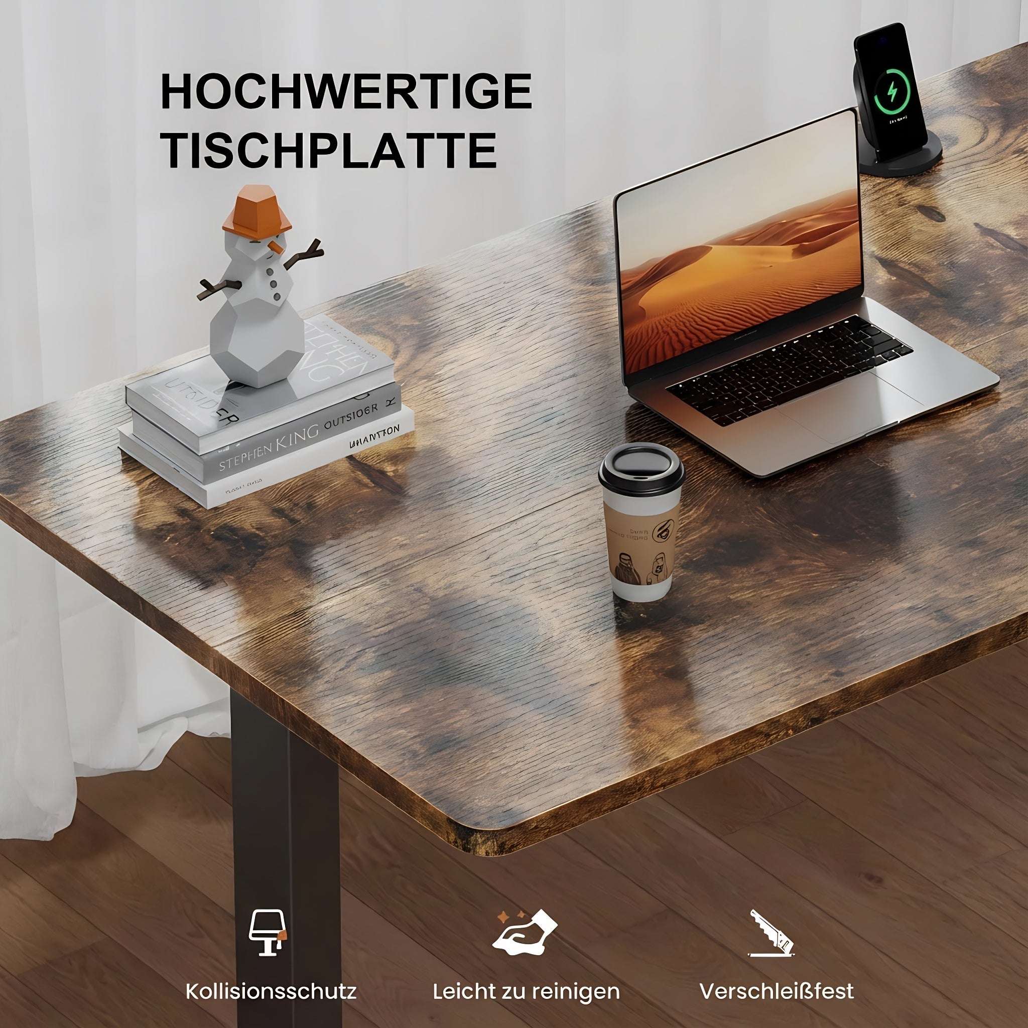 Höhenverstellbarer Schreibtisch, 113,03 cm für Arbeitszimmer und Homeoffice – Detailansicht 2
