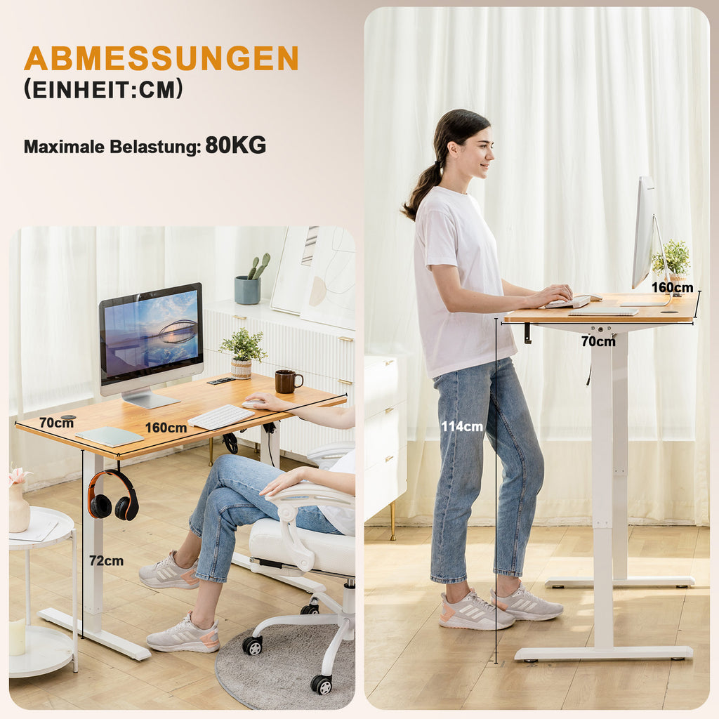 Höhenverstellbarer Schreibtisch, BRAUN für Arbeitszimmer und Homeoffice – Detailansicht 19