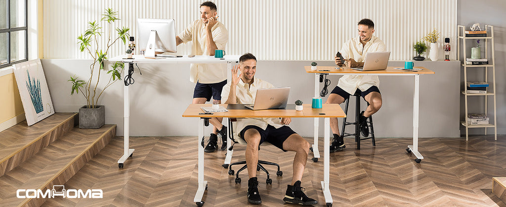 Höhenverstellbarer Schreibtisch, BRAUN für Arbeitszimmer und Homeoffice – Detailansicht 25