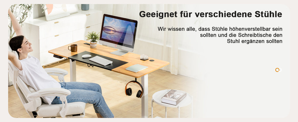 Höhenverstellbarer Schreibtisch, BRAUN für Arbeitszimmer und Homeoffice – Detailansicht 31