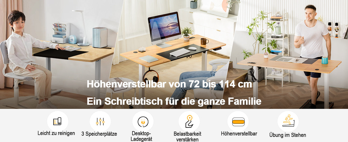 Höhenverstellbarer Schreibtisch, BRAUN für Arbeitszimmer und Homeoffice – Detailansicht 32