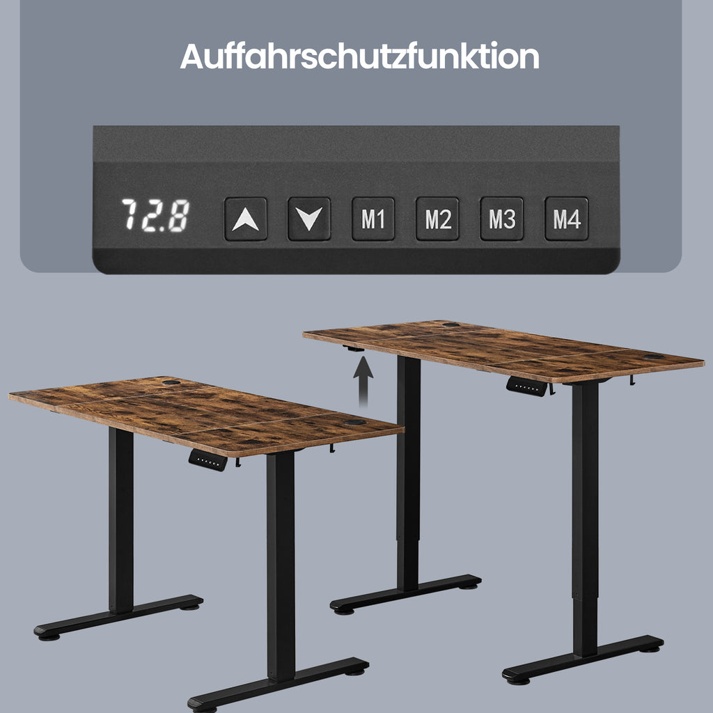 Höhenverstellbarer Schreibtisch, vintagebraun für Arbeitszimmer und Homeoffice – Detailansicht 9