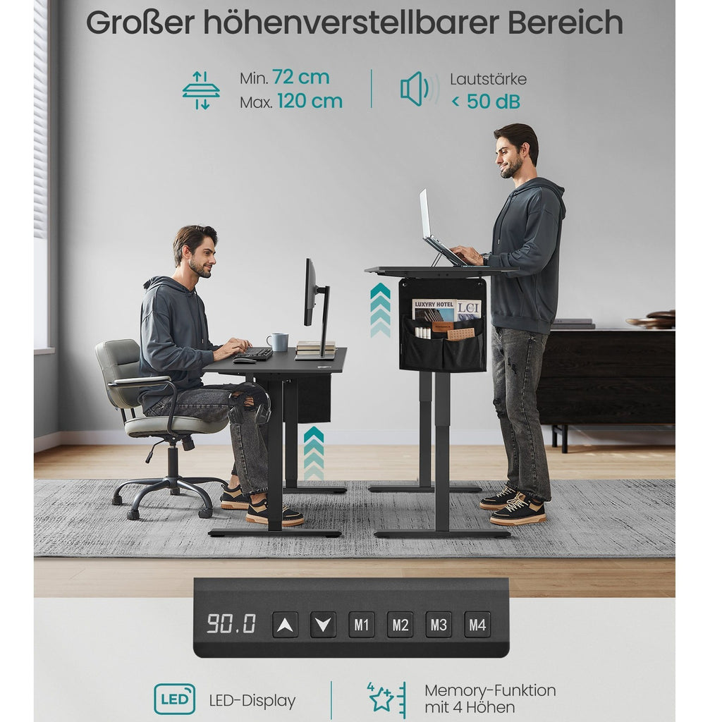 Höhenverstellbarer Schreibtisch, vintagebraun für Arbeitszimmer und Homeoffice – Detailansicht 14