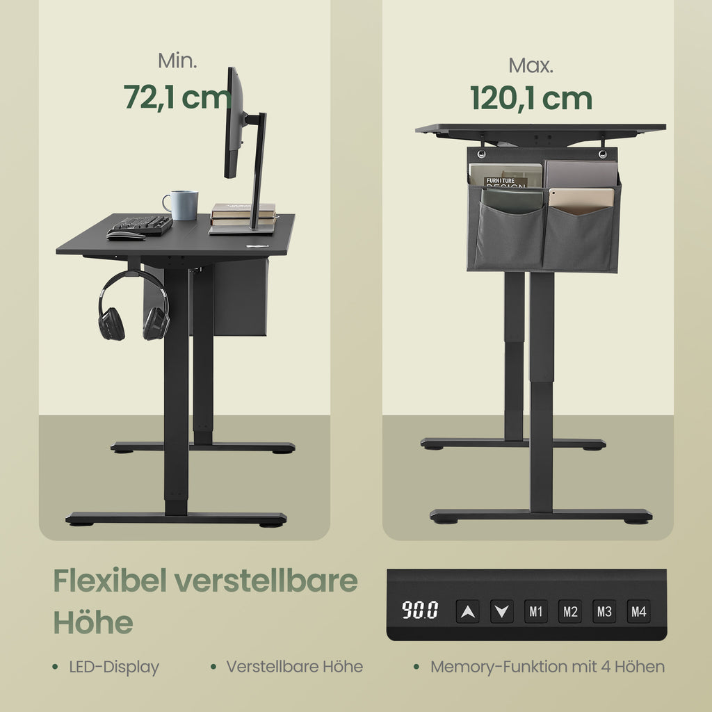 Höhenverstellbarer Schreibtisch, vintagebraun für Arbeitszimmer und Homeoffice – Detailansicht 15
