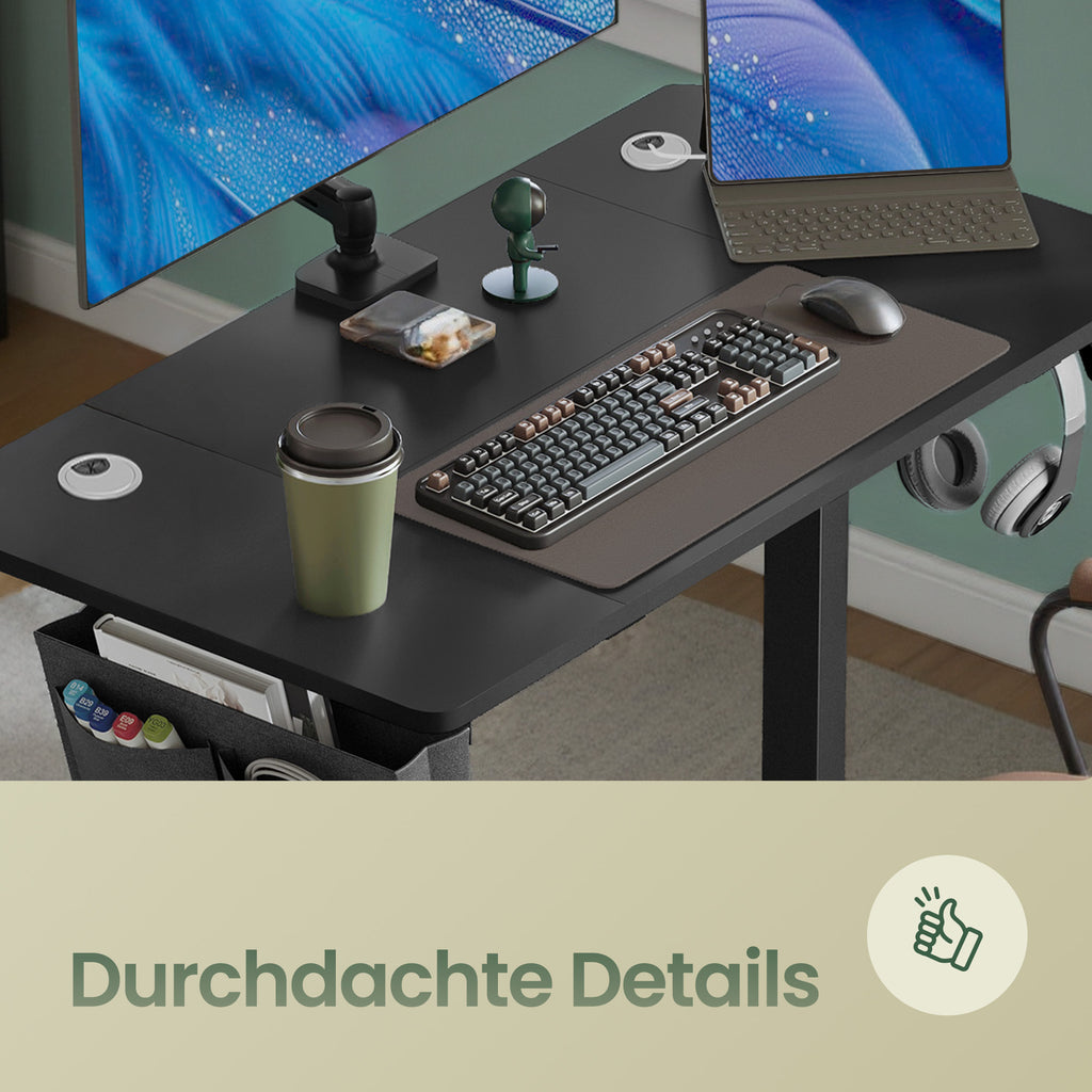 Höhenverstellbarer Schreibtisch, vintagebraun für Arbeitszimmer und Homeoffice – Detailansicht 16