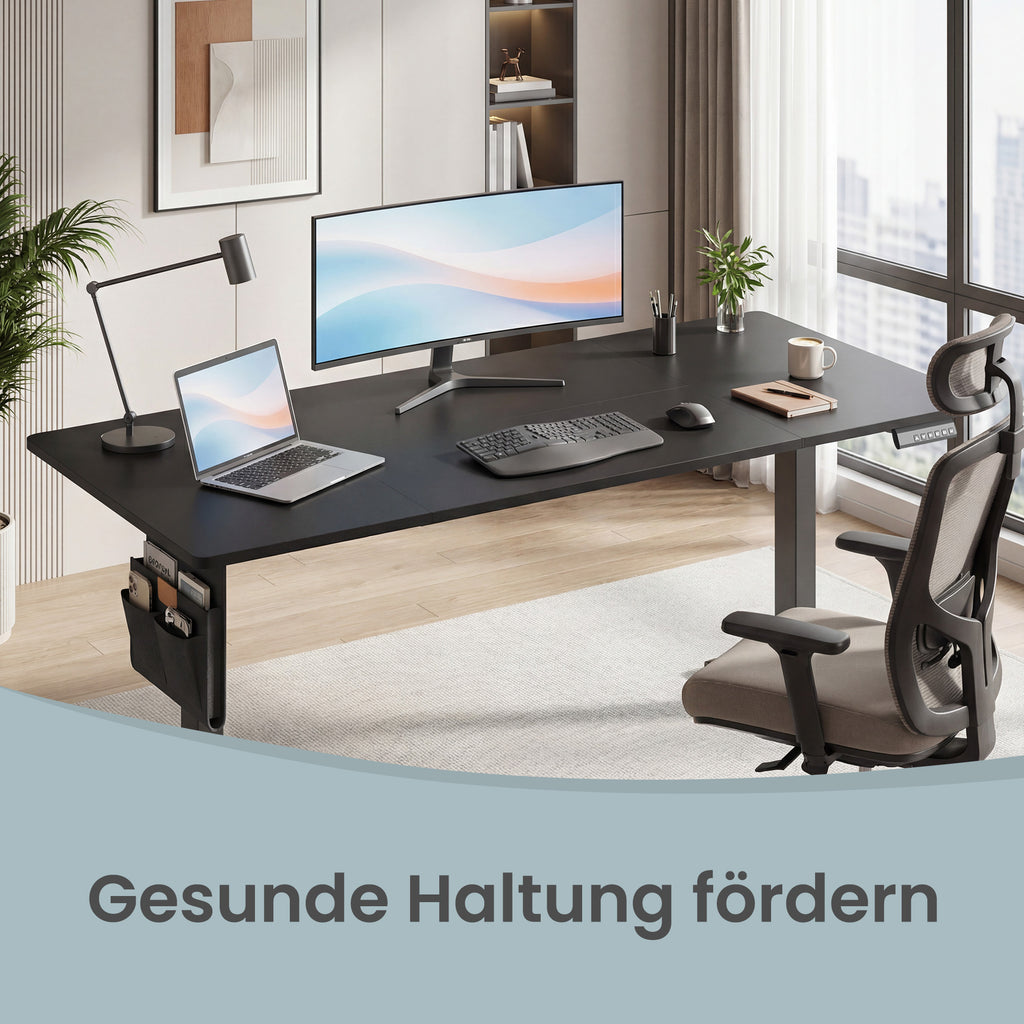 Höhenverstellbarer Schreibtisch, vintagebraun für Arbeitszimmer und Homeoffice – Detailansicht 17
