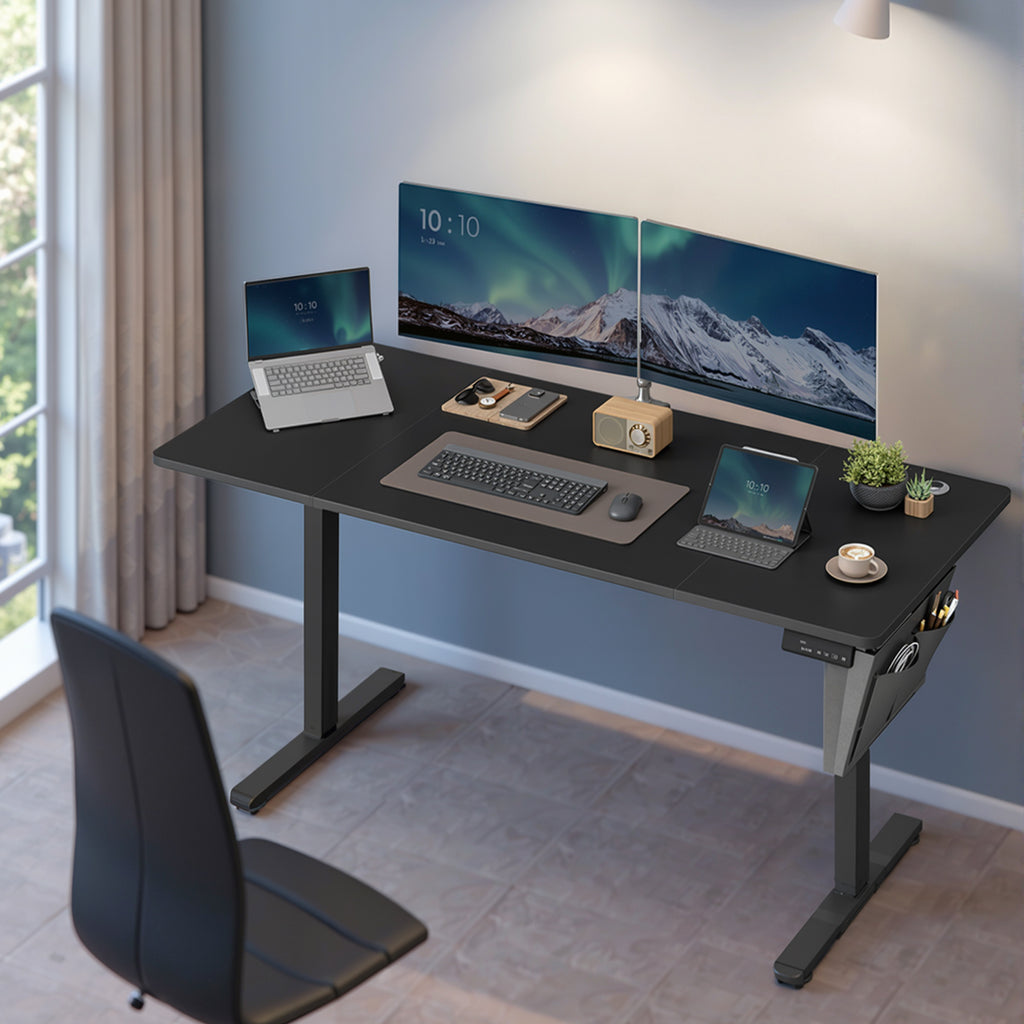 Höhenverstellbarer Schreibtisch, vintagebraun für Arbeitszimmer und Homeoffice – Detailansicht 21