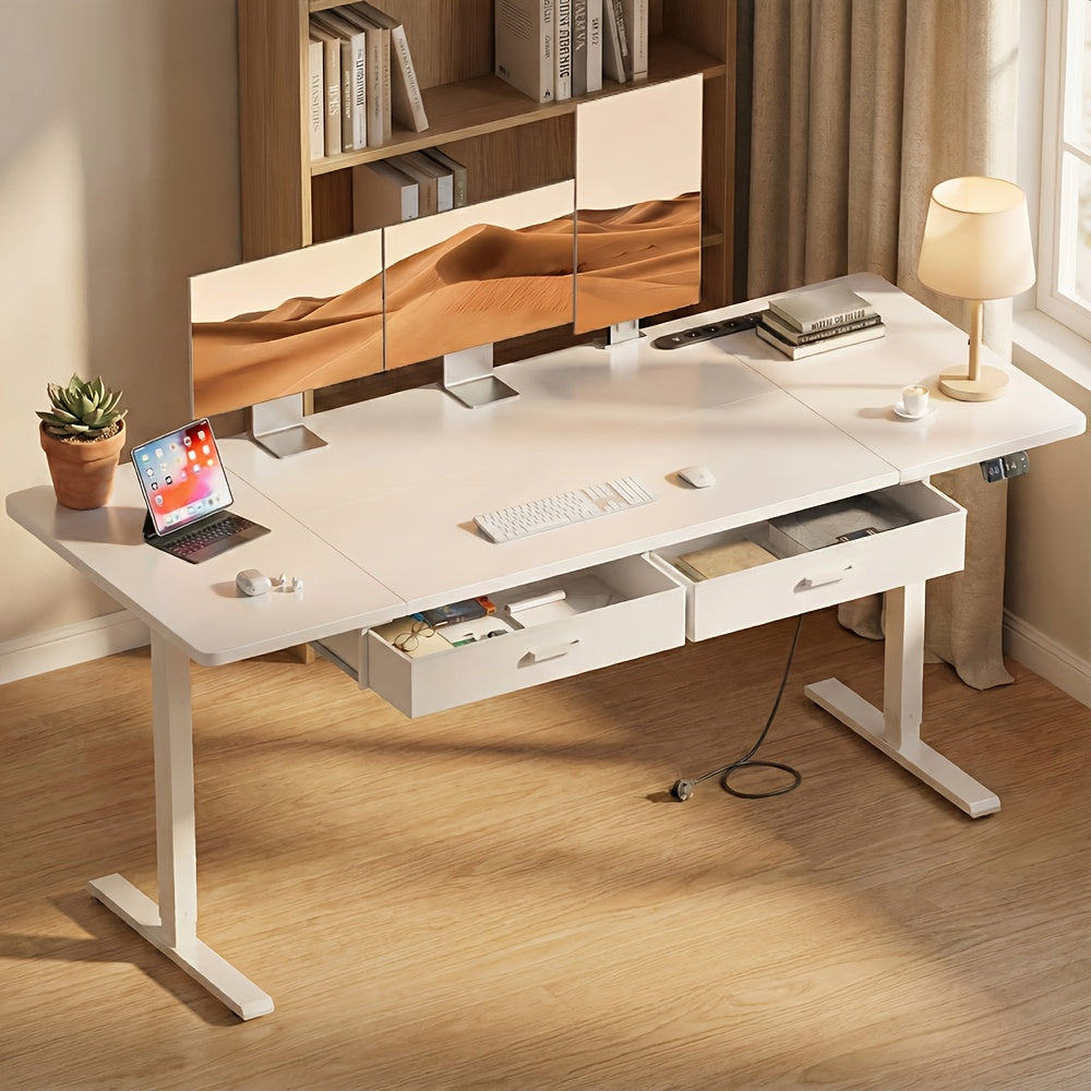 Höhenverstellbarer Schreibtisch, Weiß für Arbeitszimmer und Homeoffice – Detailansicht 4