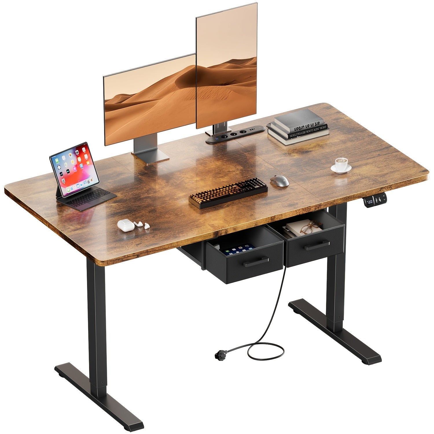 Höhenverstellbarer Schreibtisch, Weiß für Arbeitszimmer und Homeoffice – Detailansicht 7