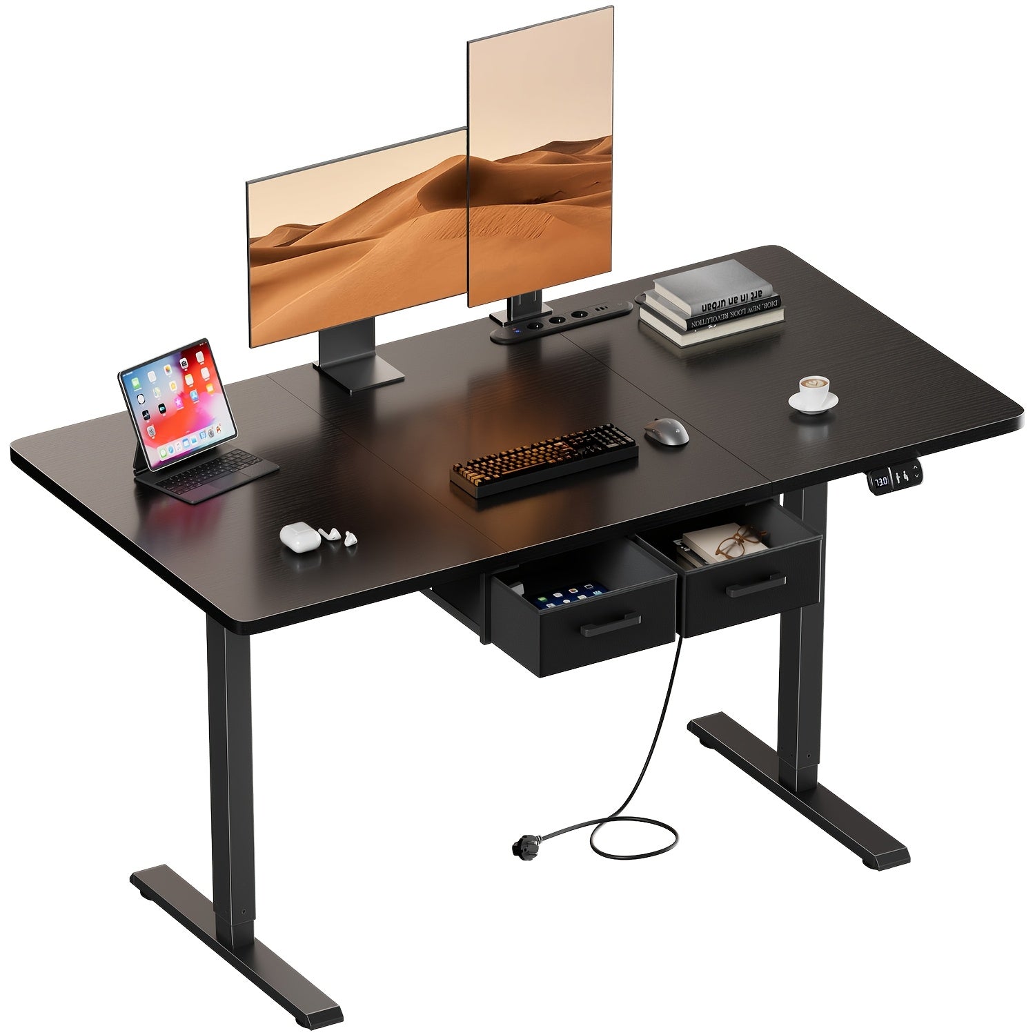 Höhenverstellbarer Schreibtisch, Weiß für Arbeitszimmer und Homeoffice – Detailansicht 9