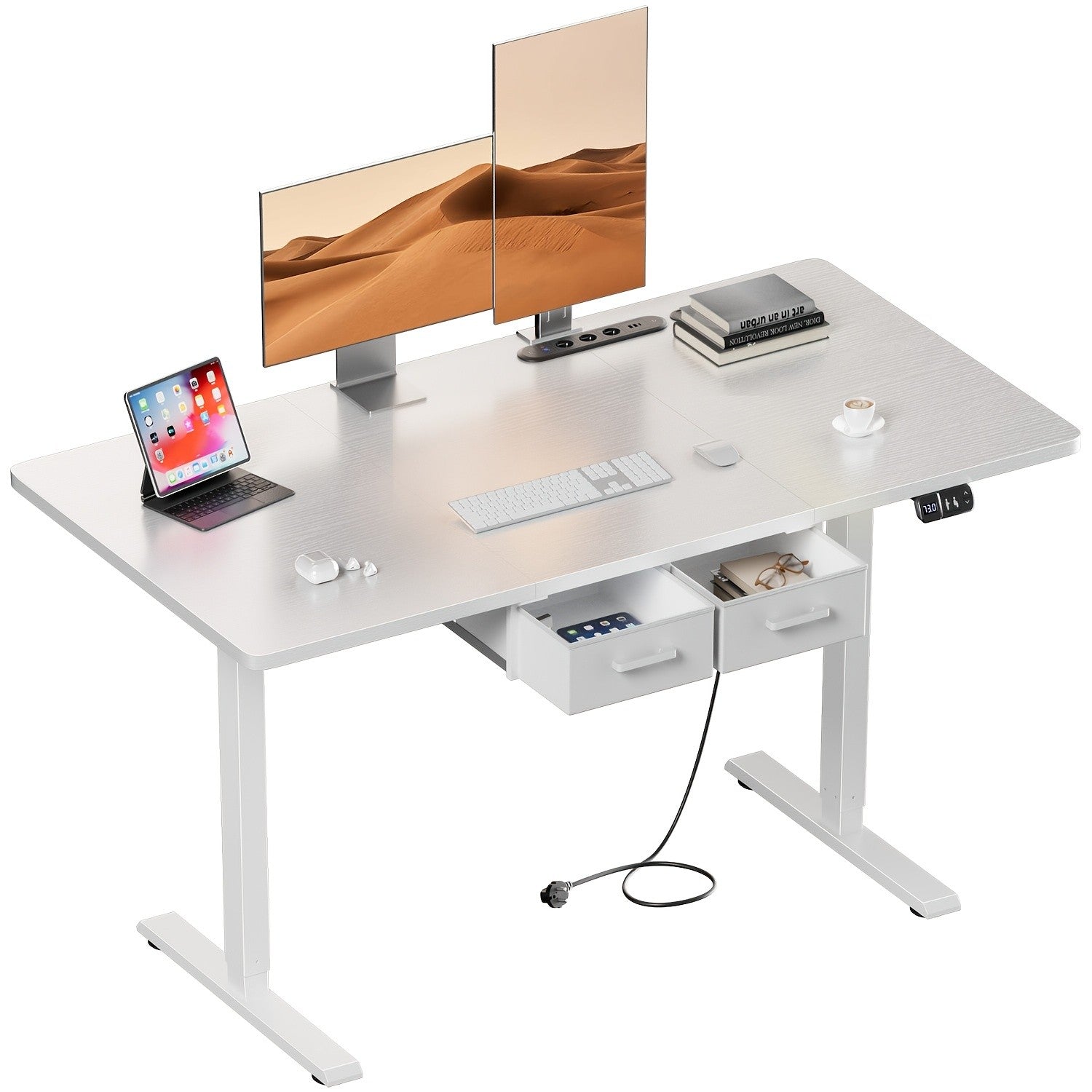 Höhenverstellbarer Schreibtisch, Weiß für Arbeitszimmer und Homeoffice – Detailansicht 20