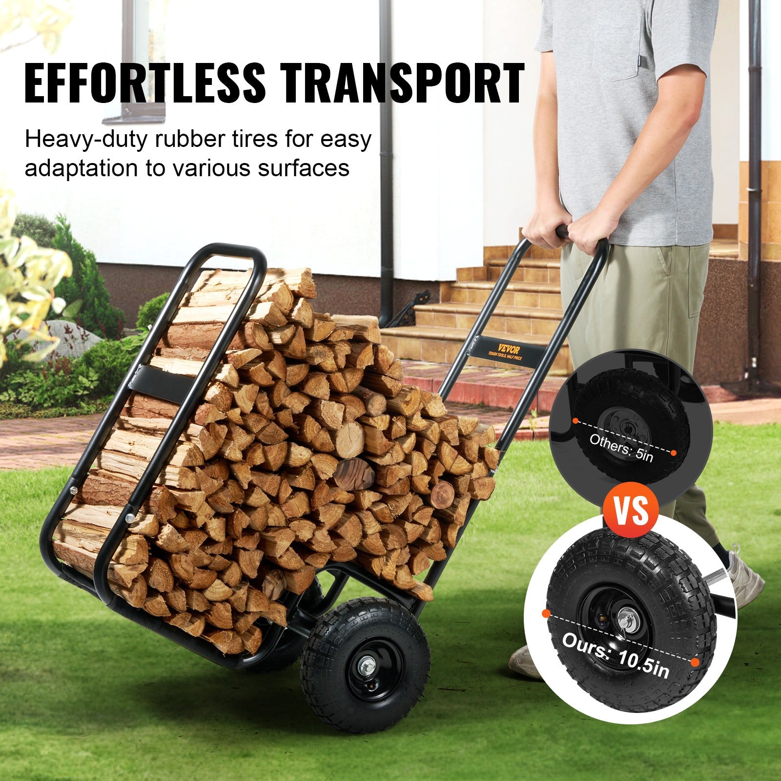 Holzstapelwagen, 250 lbs für Kamin und Alltag – Detailansicht 3