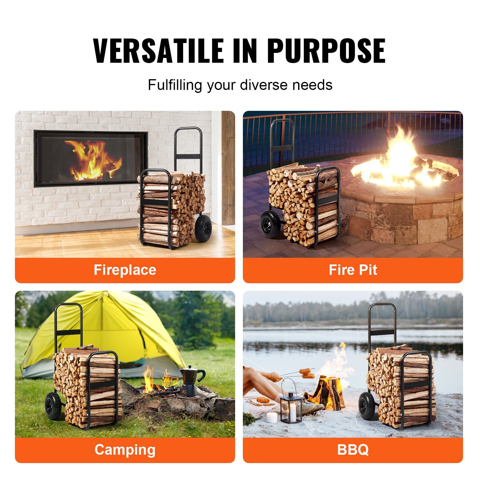 Holzstapelwagen, 250 lbs für Kamin und Alltag – Detailansicht 4