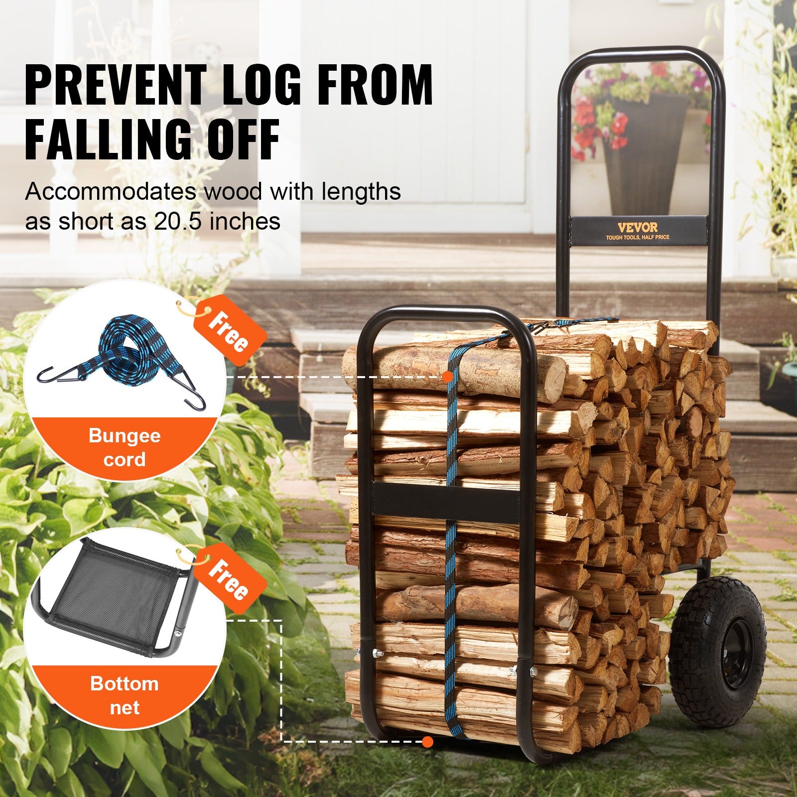 Holzstapelwagen, 250 lbs für Kamin und Alltag – Detailansicht 9