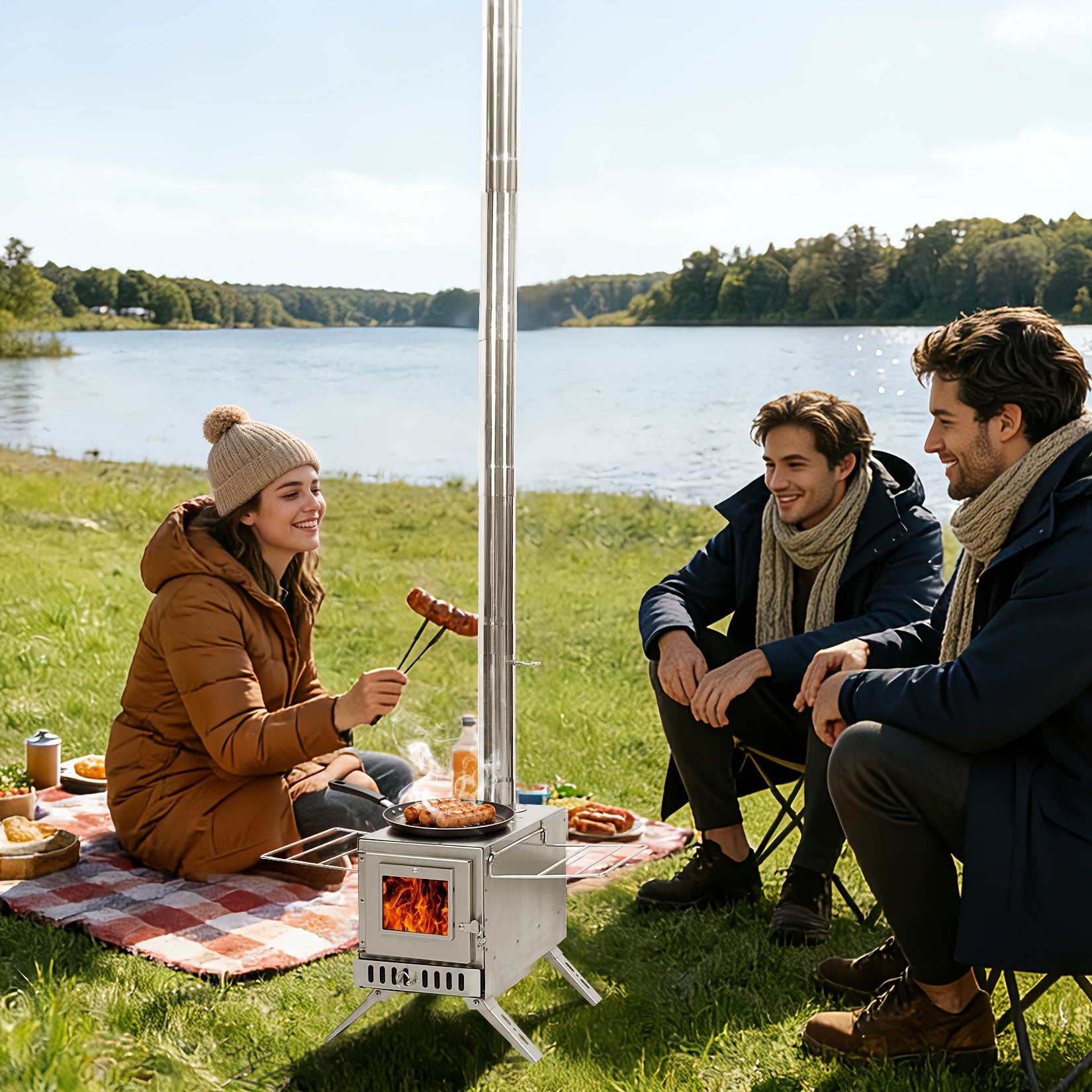 Holzverbrennungs-Zeltkocher, Edelstahl für Camping und Reisen – Detailansicht 12
