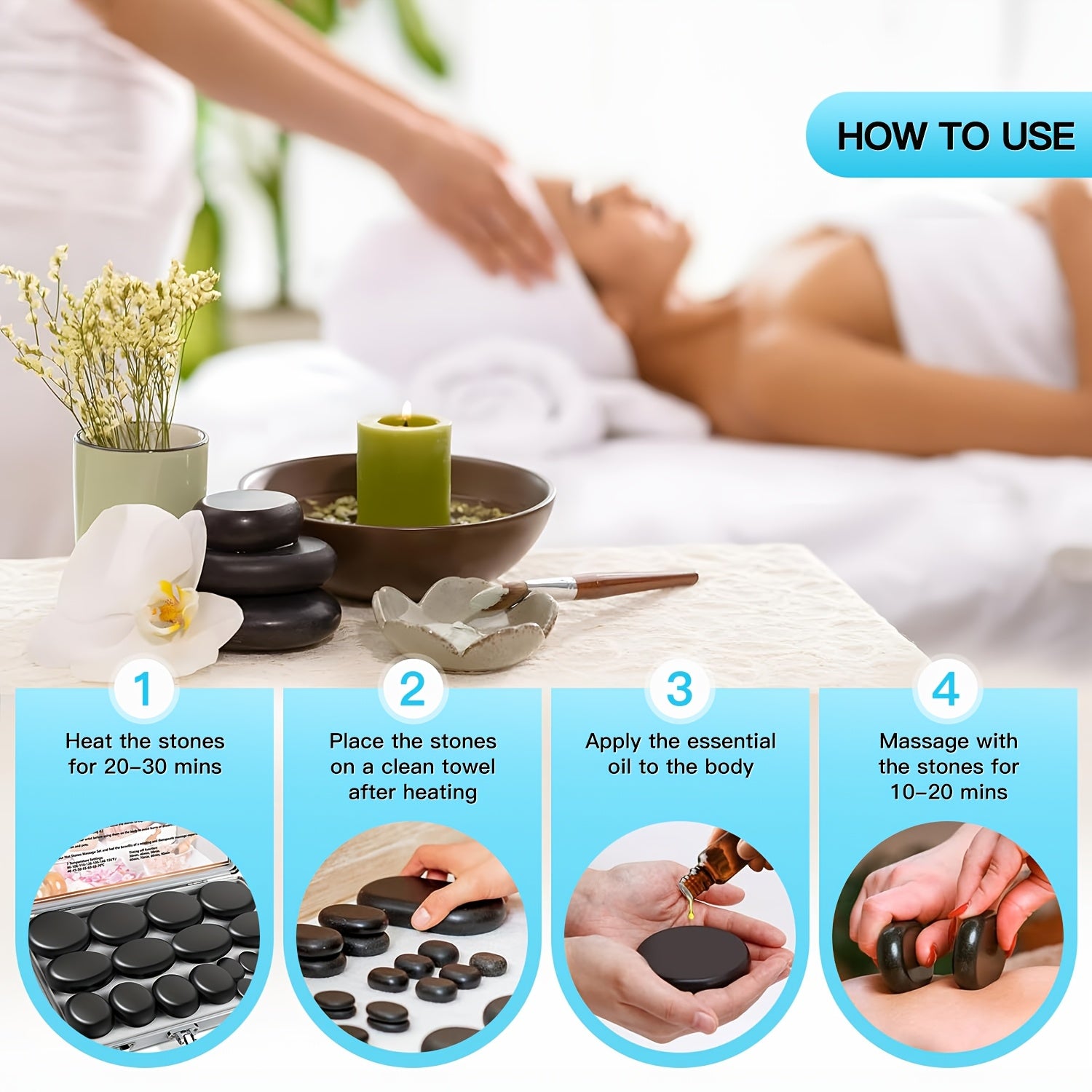 Hot Stone Massage Set für Nacken und Alltag – Detailansicht 6