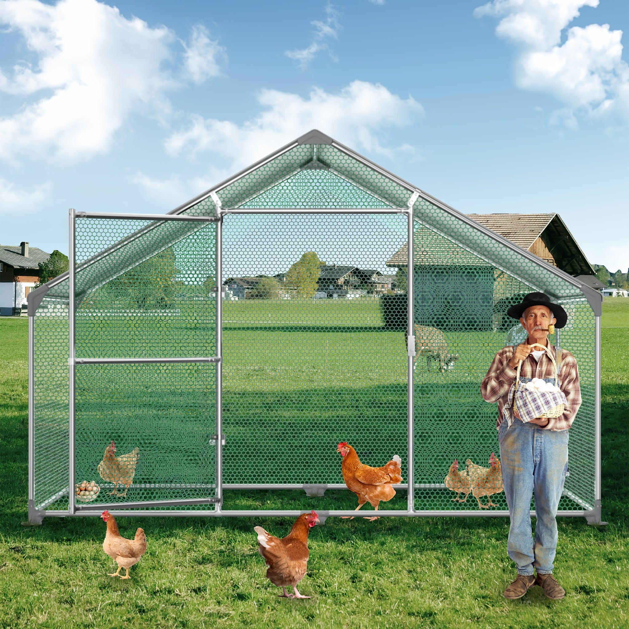 Hühnerstall, 3 x 8 x 2 m für Kaninchen Avikultur und Haustiere – Detailansicht 2