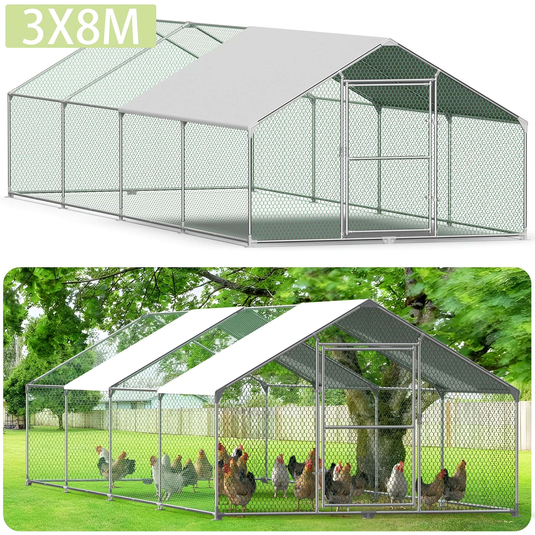 Hühnerstall, 3 x 8 x 2 m für Kaninchen Avikultur und Haustiere – Detailansicht 4