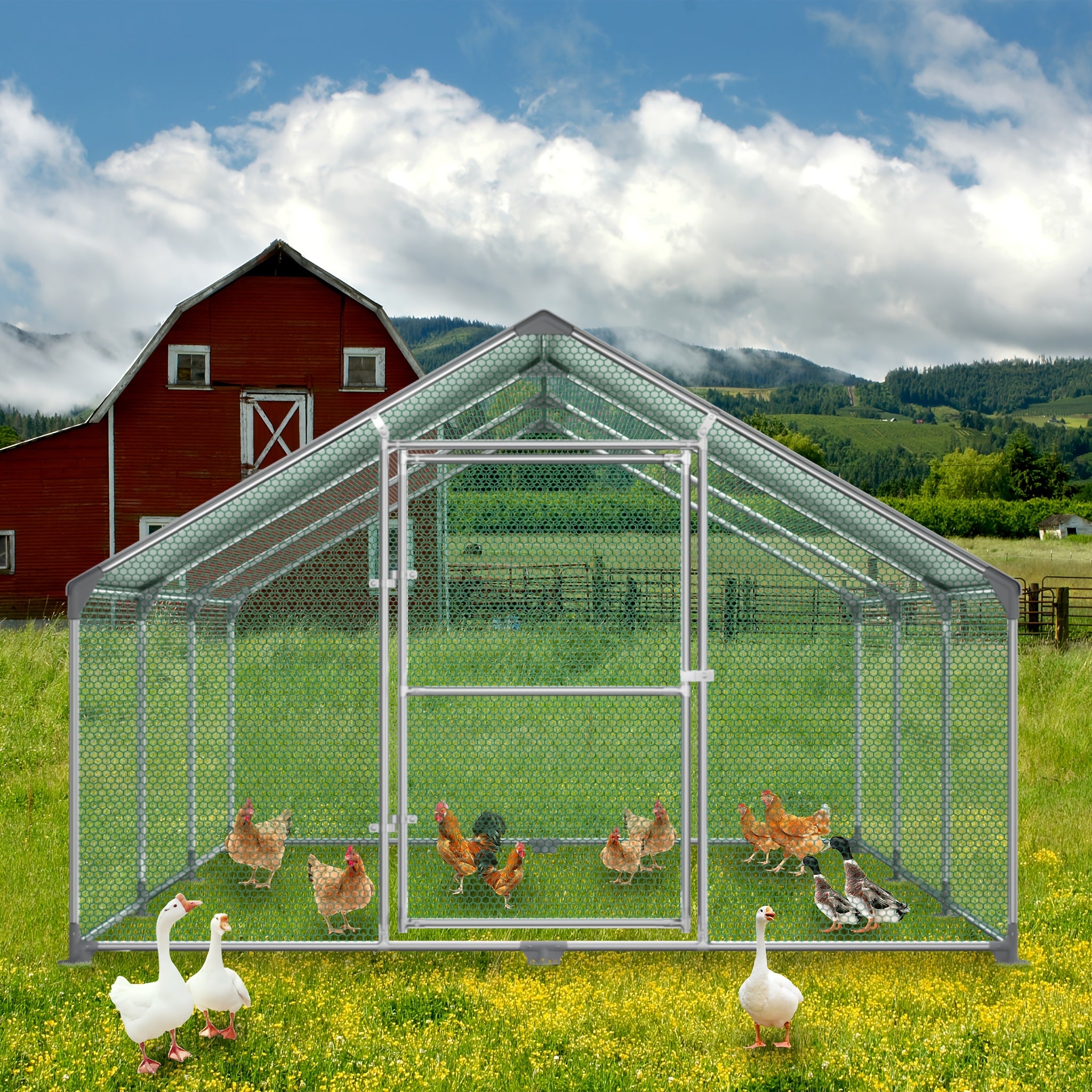 Hühnerstall, 3 x 8 x 2 m für Kaninchen Avikultur und Haustiere – Detailansicht 10