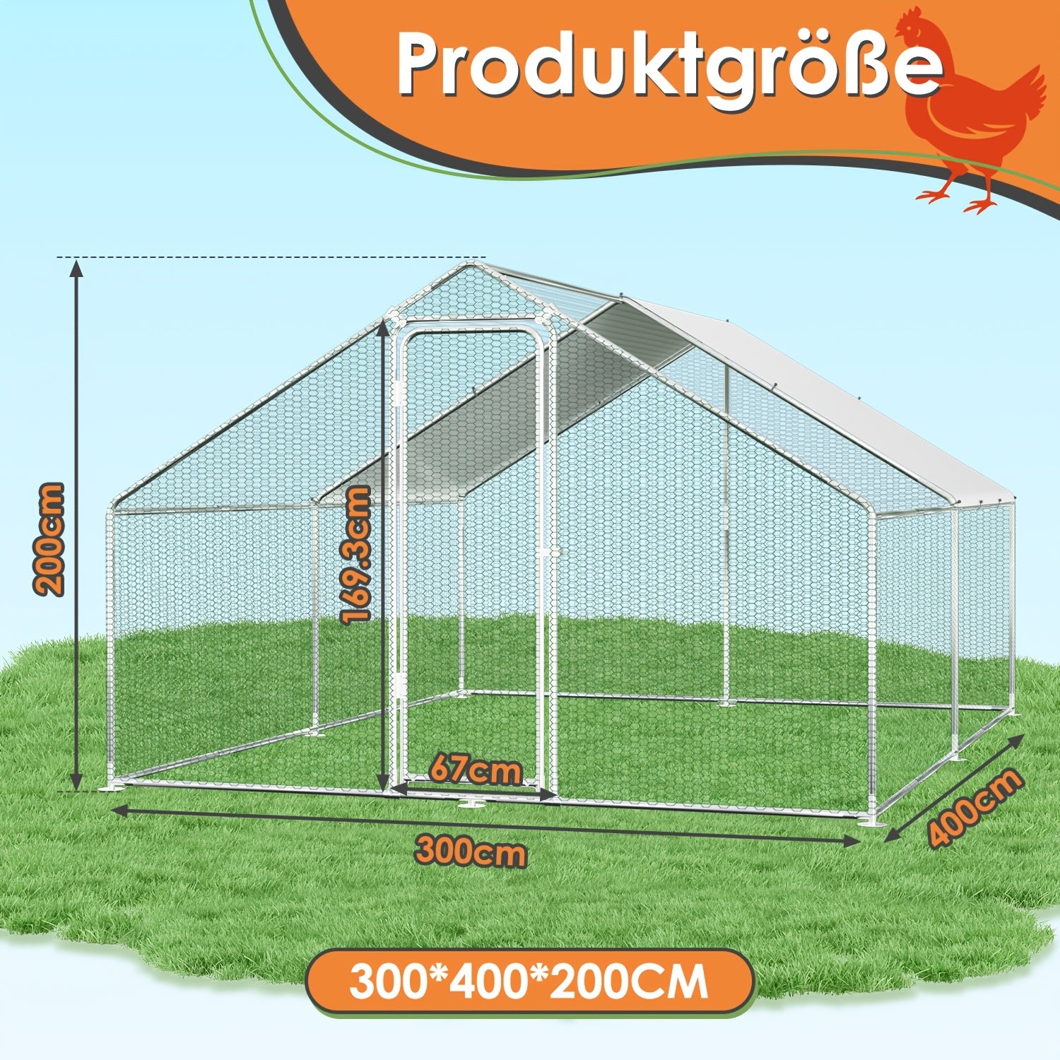 Hühnerstall, 300*200*200CM für Haustiere und Zuhause – Detailansicht 5