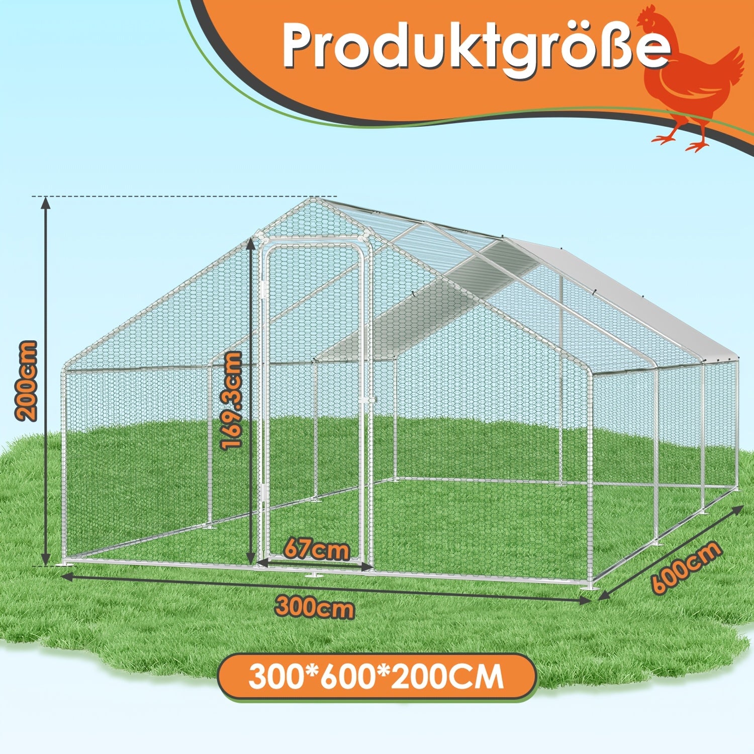 Hühnerstall, 300*200*200CM für Haustiere und Zuhause – Detailansicht 7