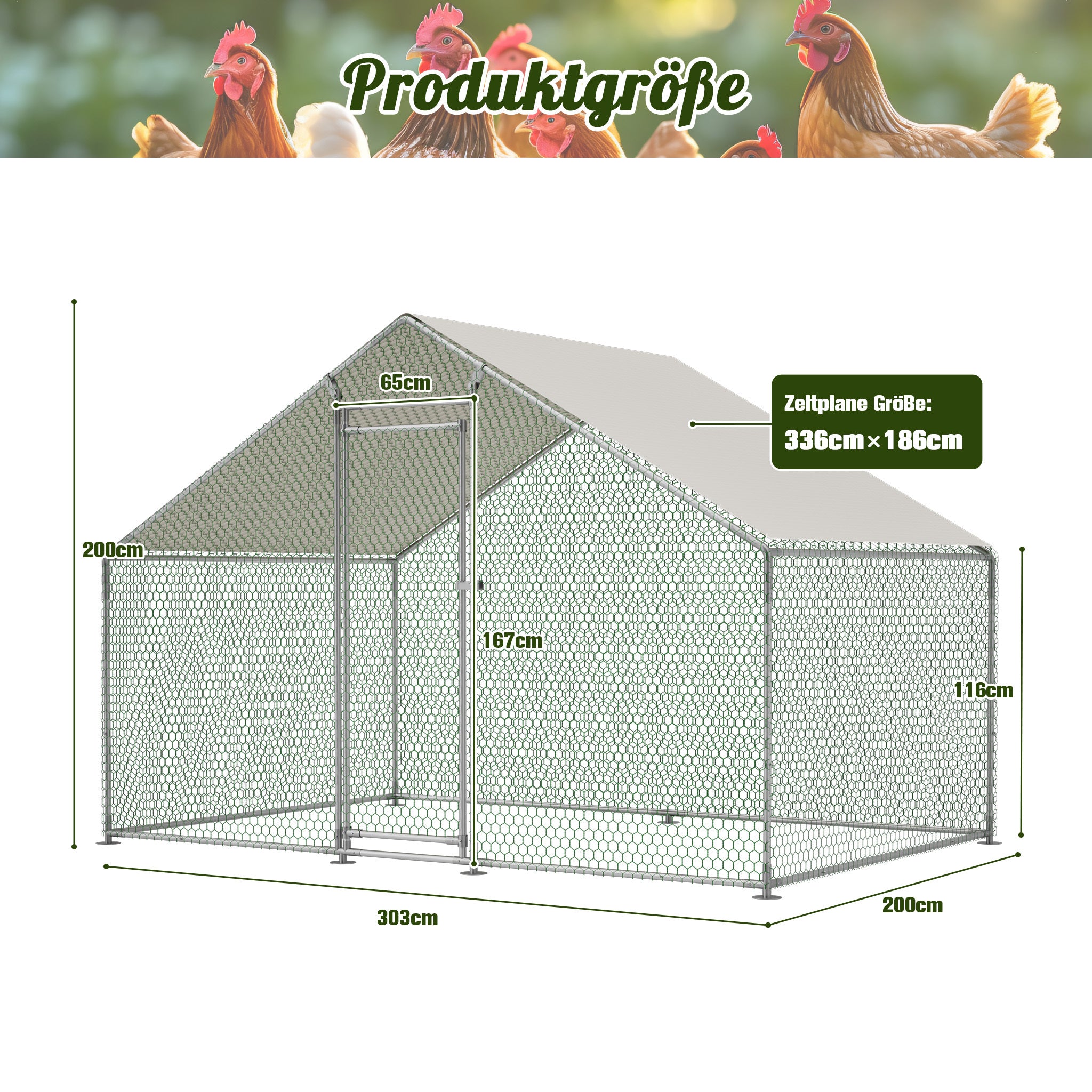 Hühnerstall, 3x2m für Freilandhaltung und Hühner – Detailansicht 4