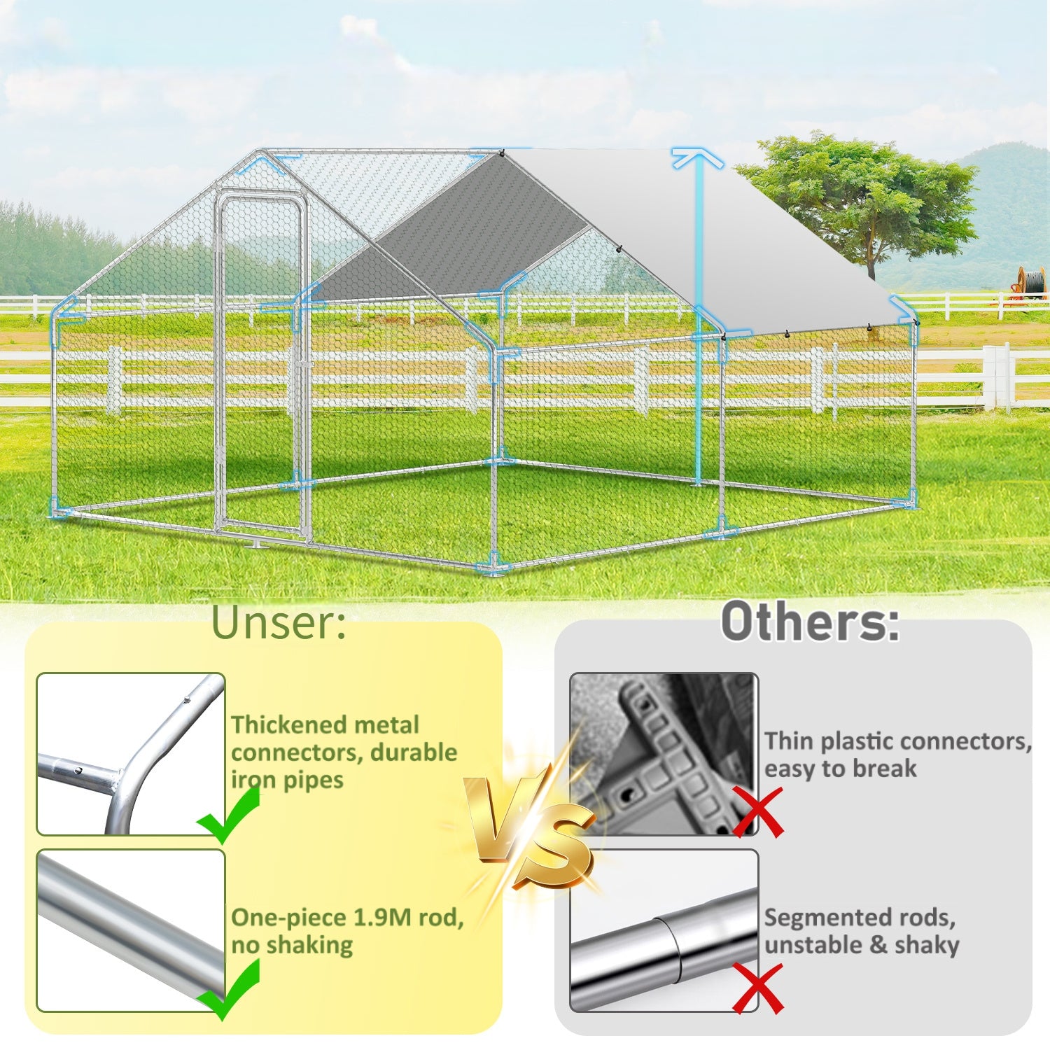 Hühnerstall, 3x8x2m/24㎡ für Haustiere und Zuhause – Detailansicht 2