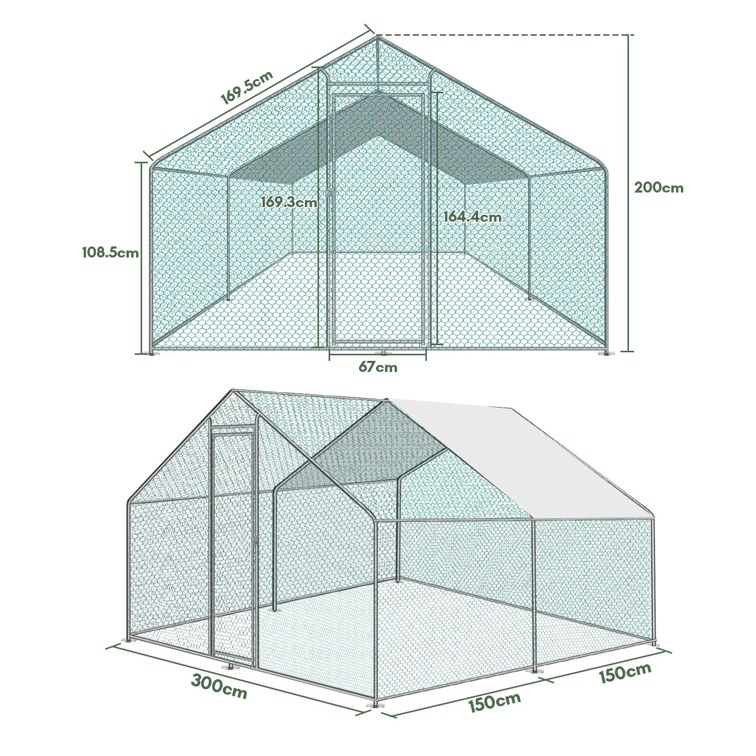 Hühnerstall, 3x8x2m/24㎡ für Haustiere und Zuhause – Detailansicht 3