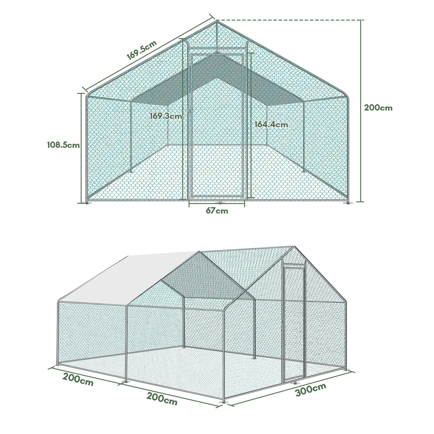 Hühnerstall, 3x8x2m/24㎡ für Haustiere und Zuhause – Detailansicht 5