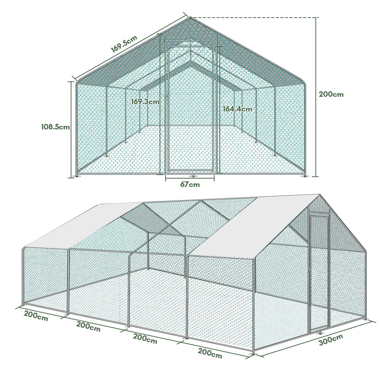 Hühnerstall, 3x8x2m/24㎡ für Haustiere und Zuhause – Detailansicht 7