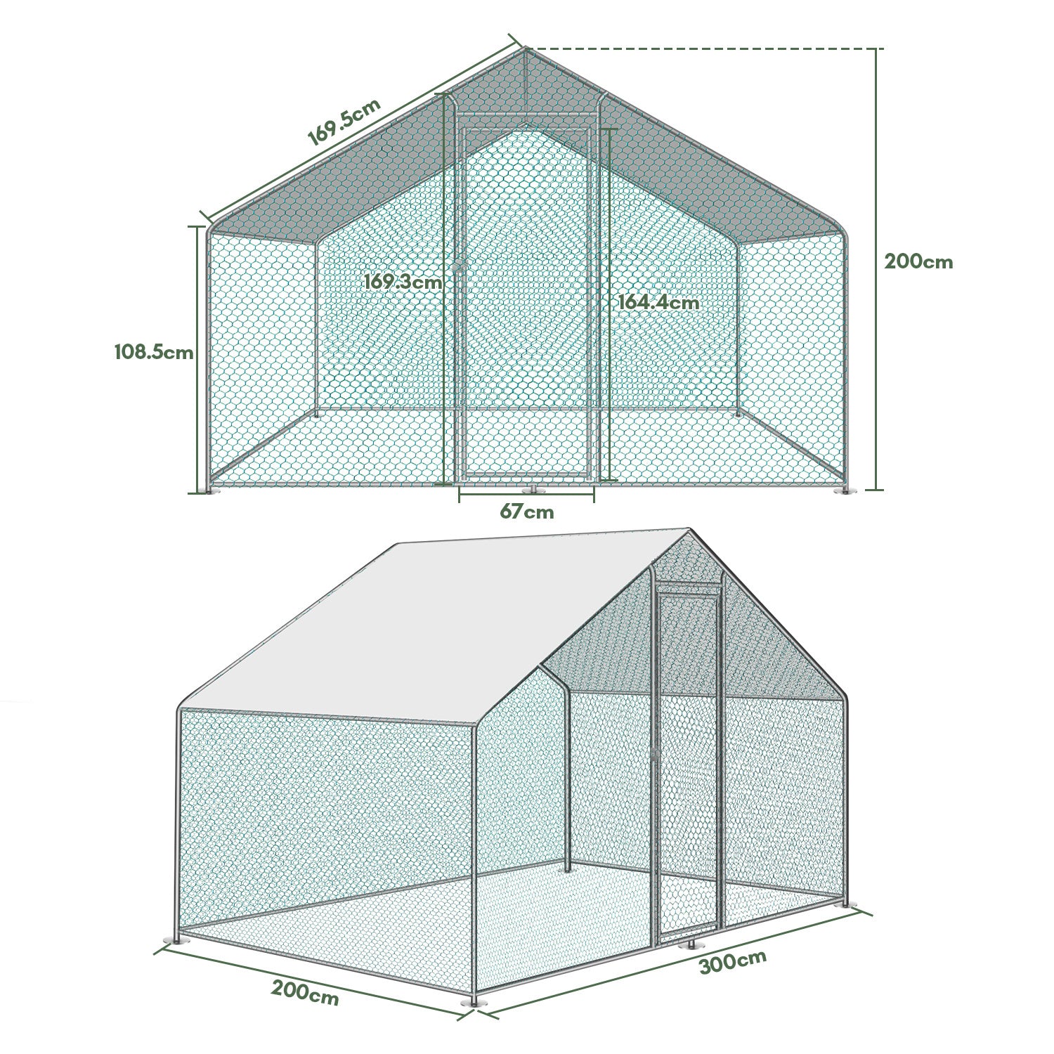 Hühnerstall, 3x8x2m/24㎡ für Haustiere und Zuhause – Detailansicht 9