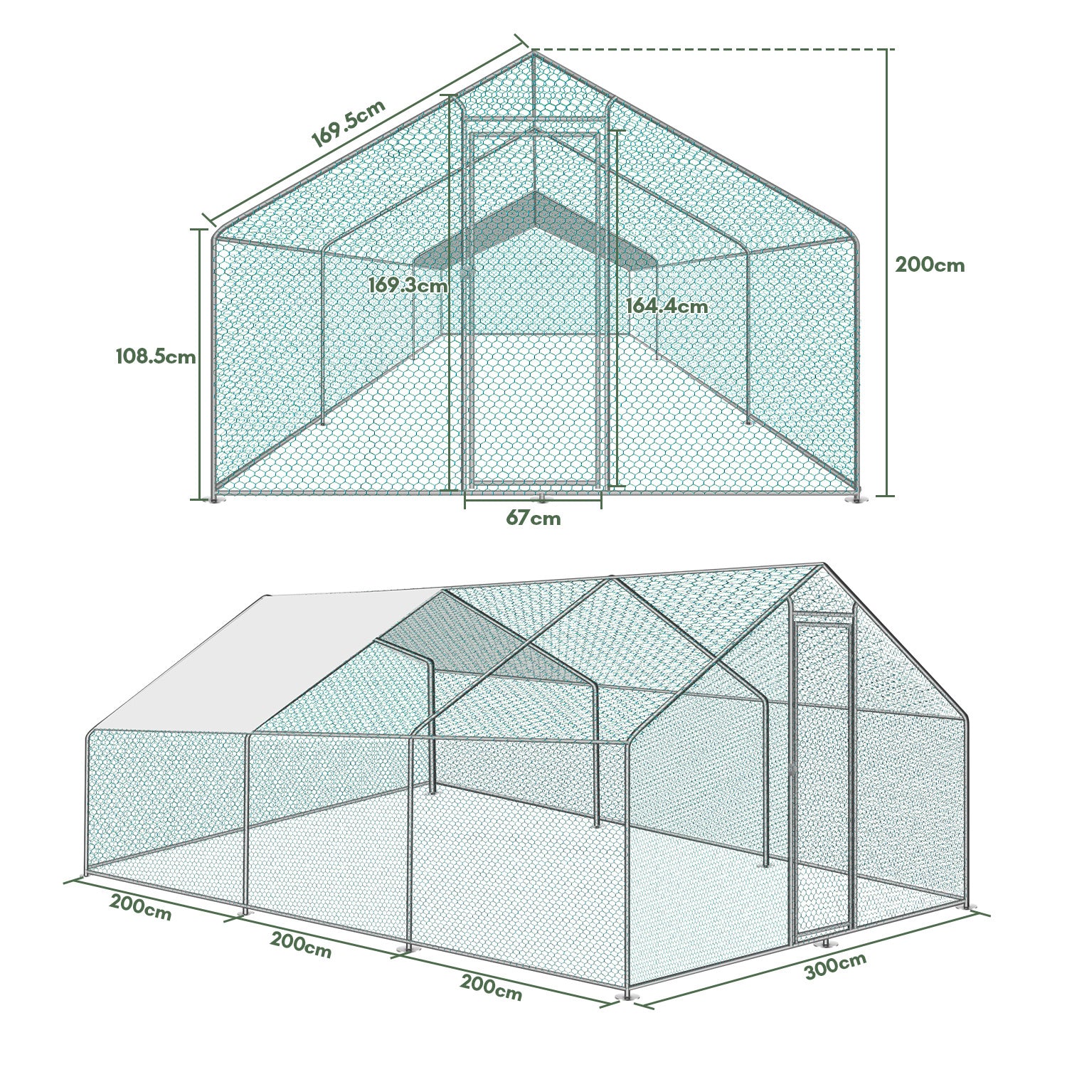 Hühnerstall, 3x8x2m/24㎡ für Haustiere und Zuhause – Detailansicht 11