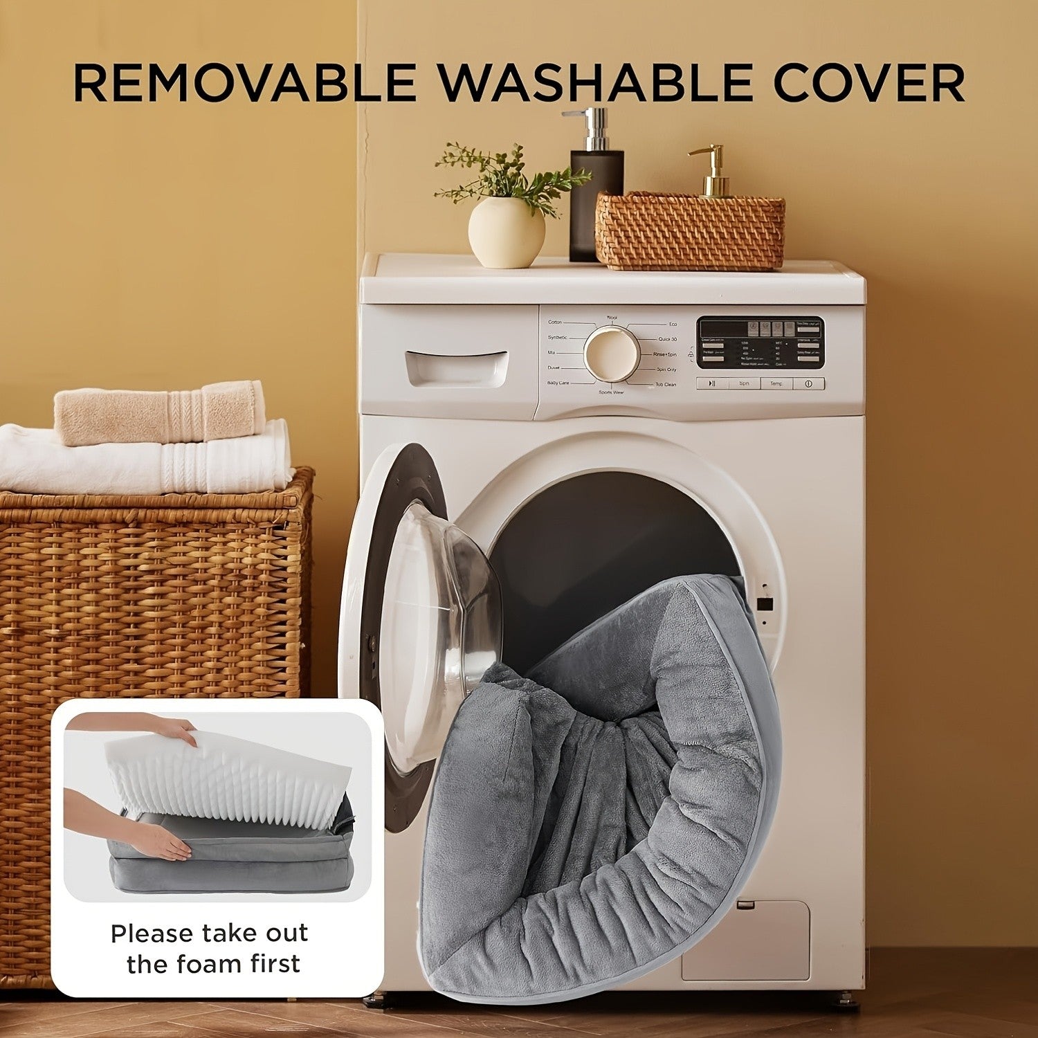 Hundebett, Hellgrau für Hunde und Ruheplatz – Detailansicht 12
